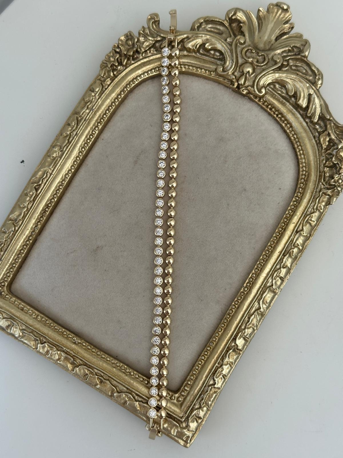 14K Gold İkili Su Yolu Bombe Topçuklu Bileklik