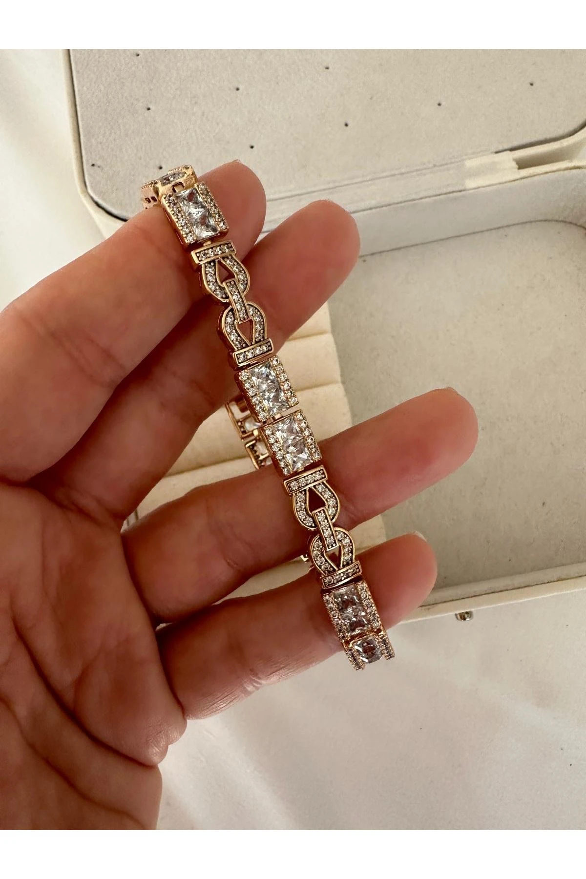 18K Rose Gold Renkli Marka Kristal Full Taşlı PREMİUM Bileklik