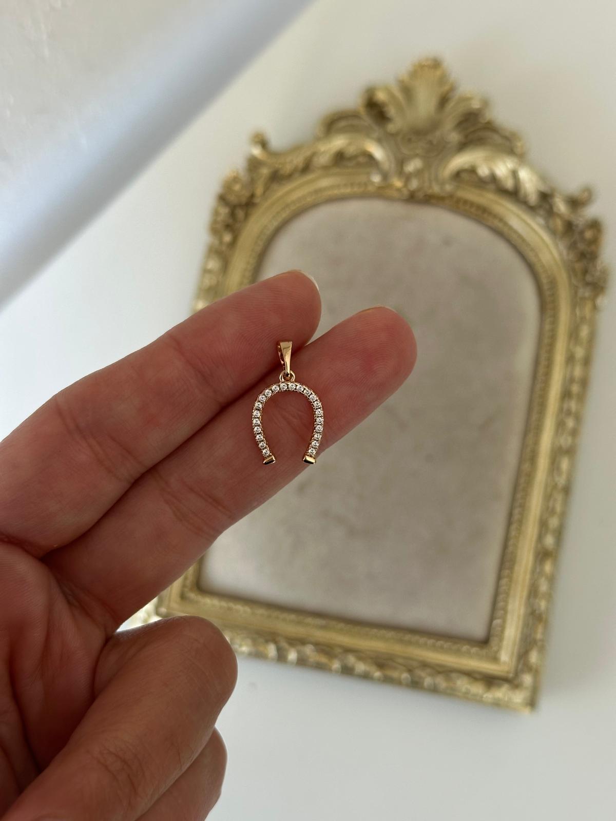 18K Rose Gold Renkli At Nalı Şans Kolye Ucu