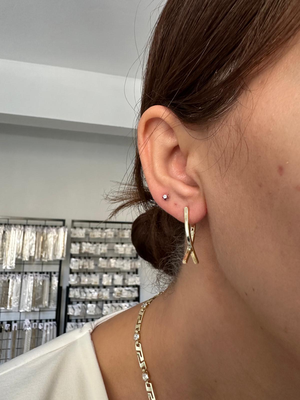 14K Gold Renkli Marka Küpe