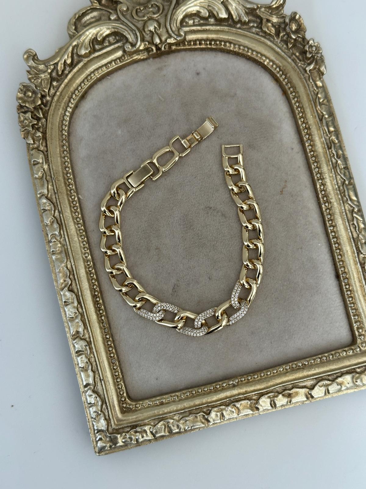 14K Gold Renkli Ortası Taşlı Gurmet Bileklik