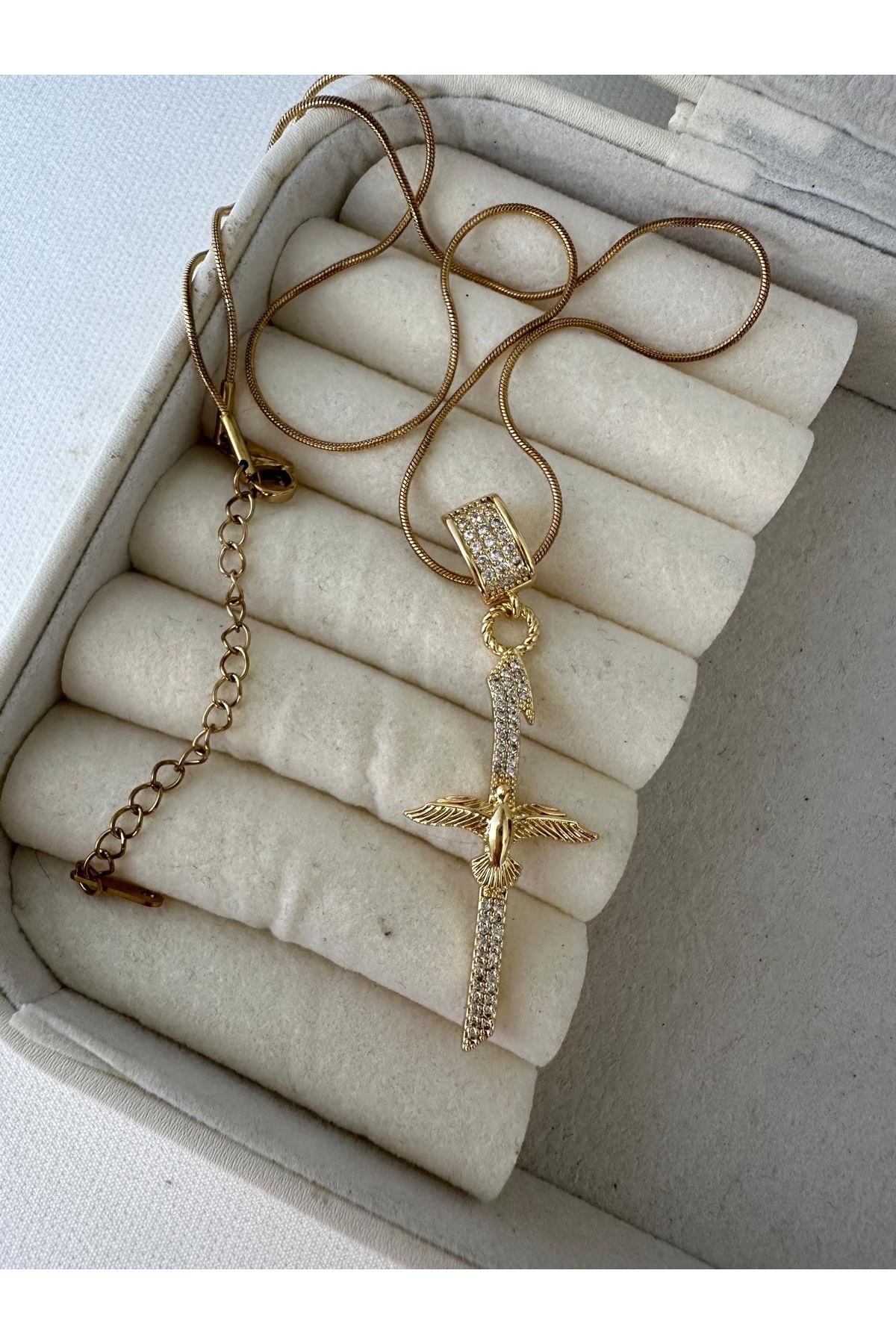 18K Rose Gold Renkli Elif Anka Kuşu Kolye