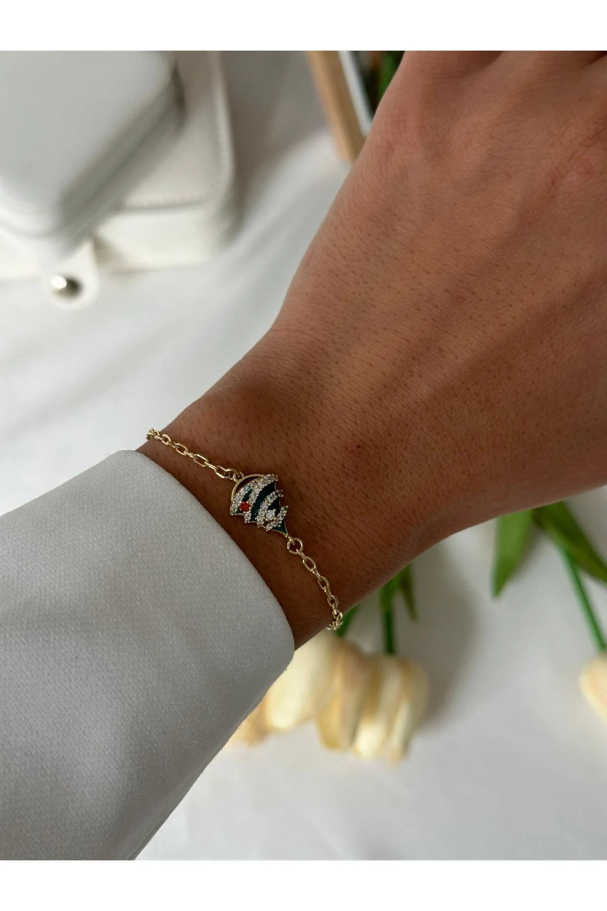 14K Gold Renkli  Yılbaşı Ağacı Temalı Bileklik