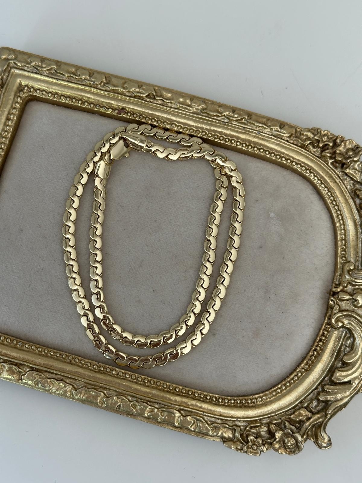14K Gold Renkli Yassı S Kolye
