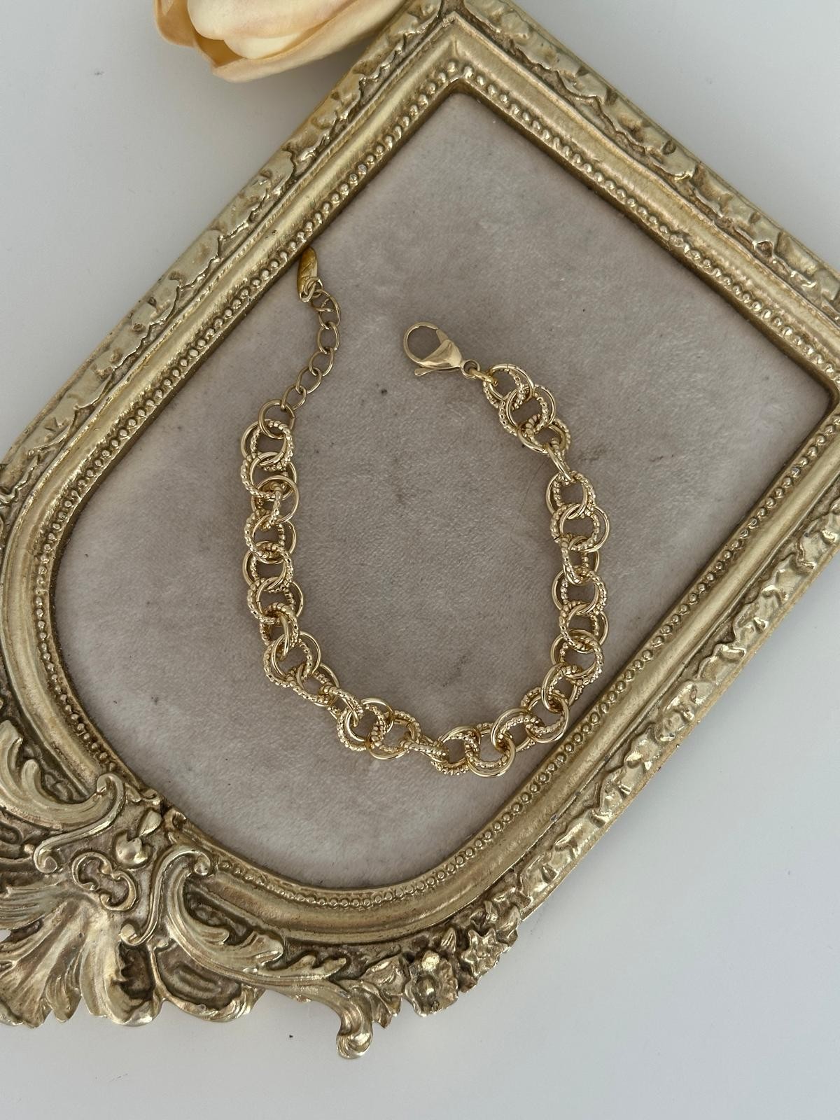 14K Gold Renkli Halka Örgü Burgu Geçmeli Kuyum Parlak Bileklik