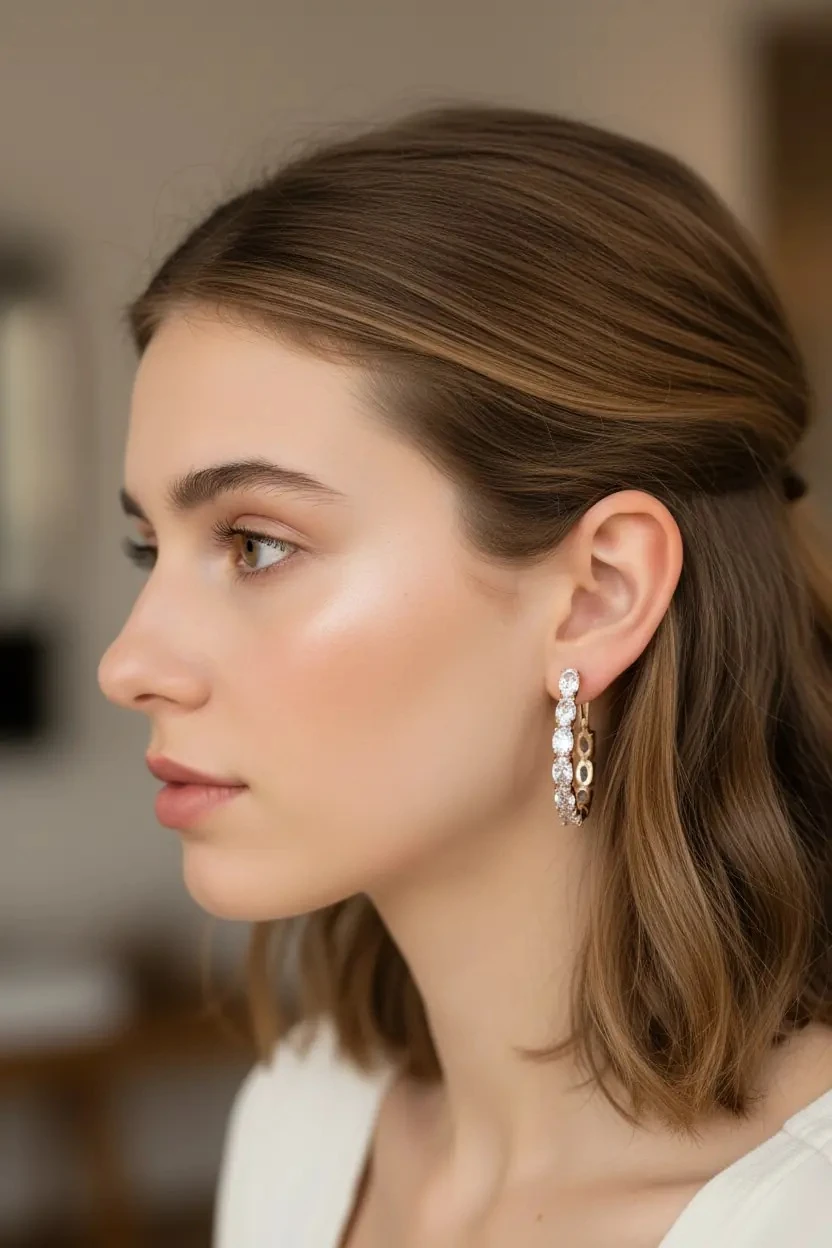 18K Rose Gold Renkli Lale Luxury Seri Taşlı Küpe