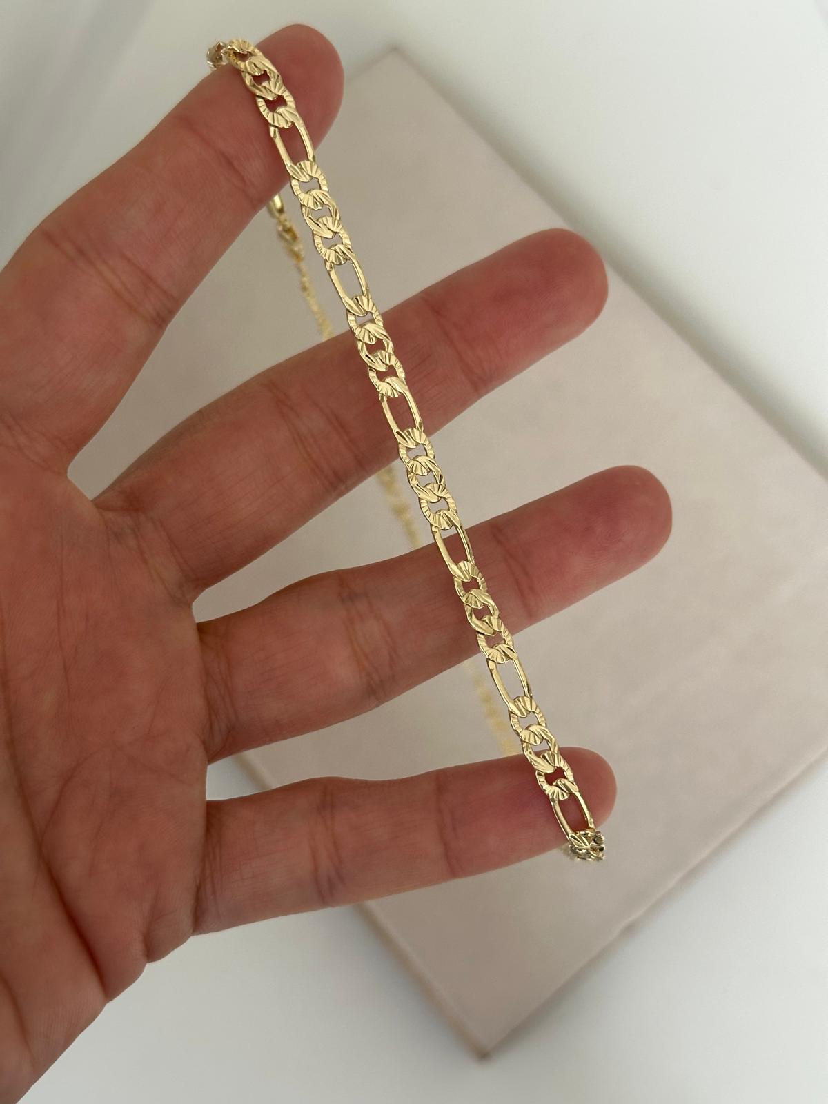 14K Gold Renkli Desenli Figora Zincir