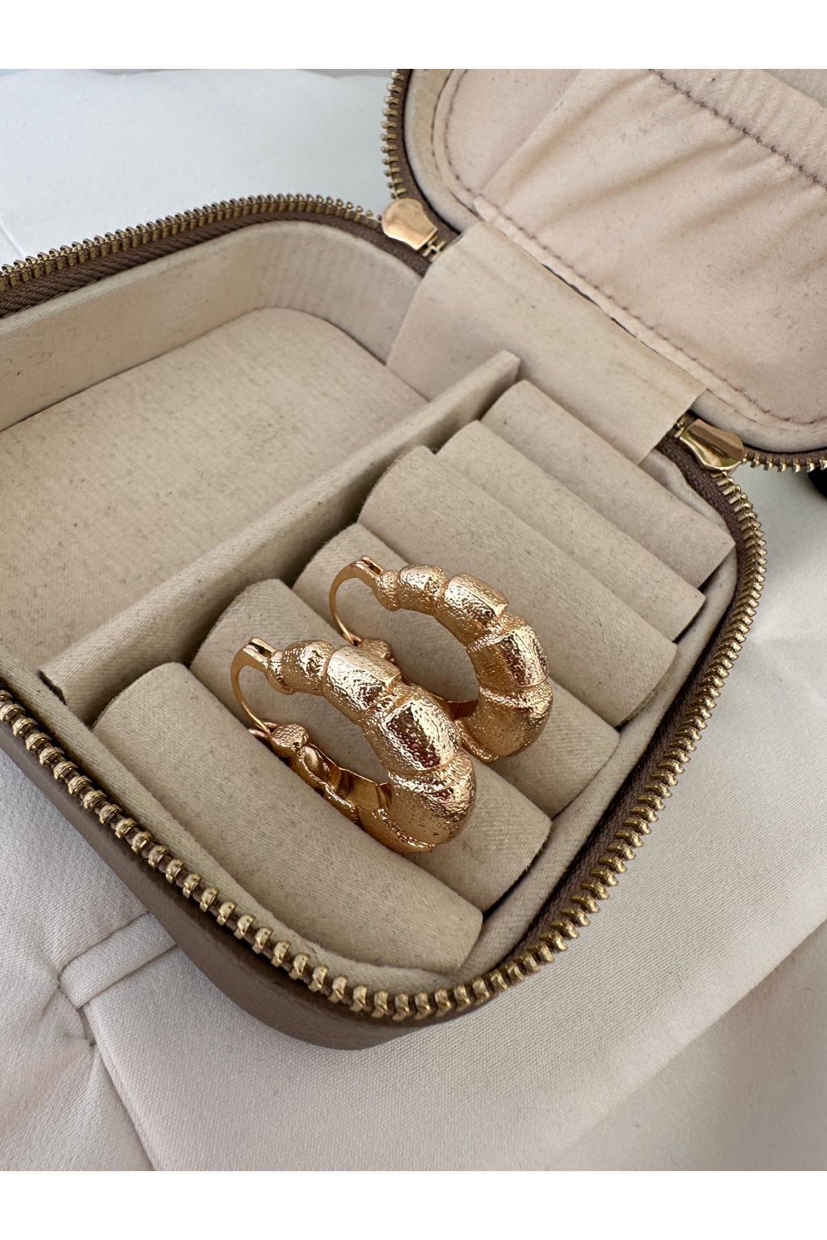 18K Rose Gold Renkli Dolum Halka Varaklı Küpe