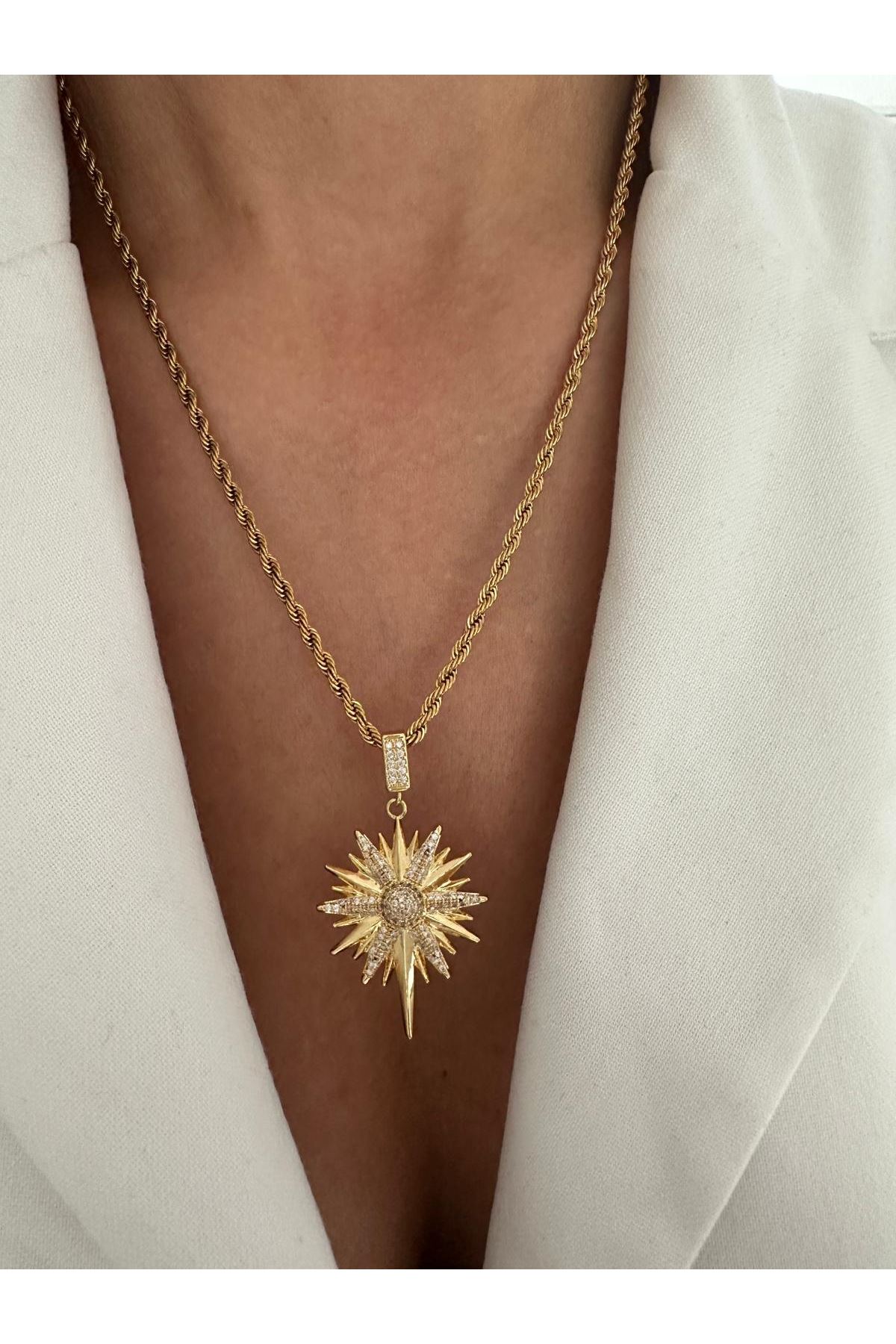 Gold Burgu Kutup Yıldızı Uçlu Kolye