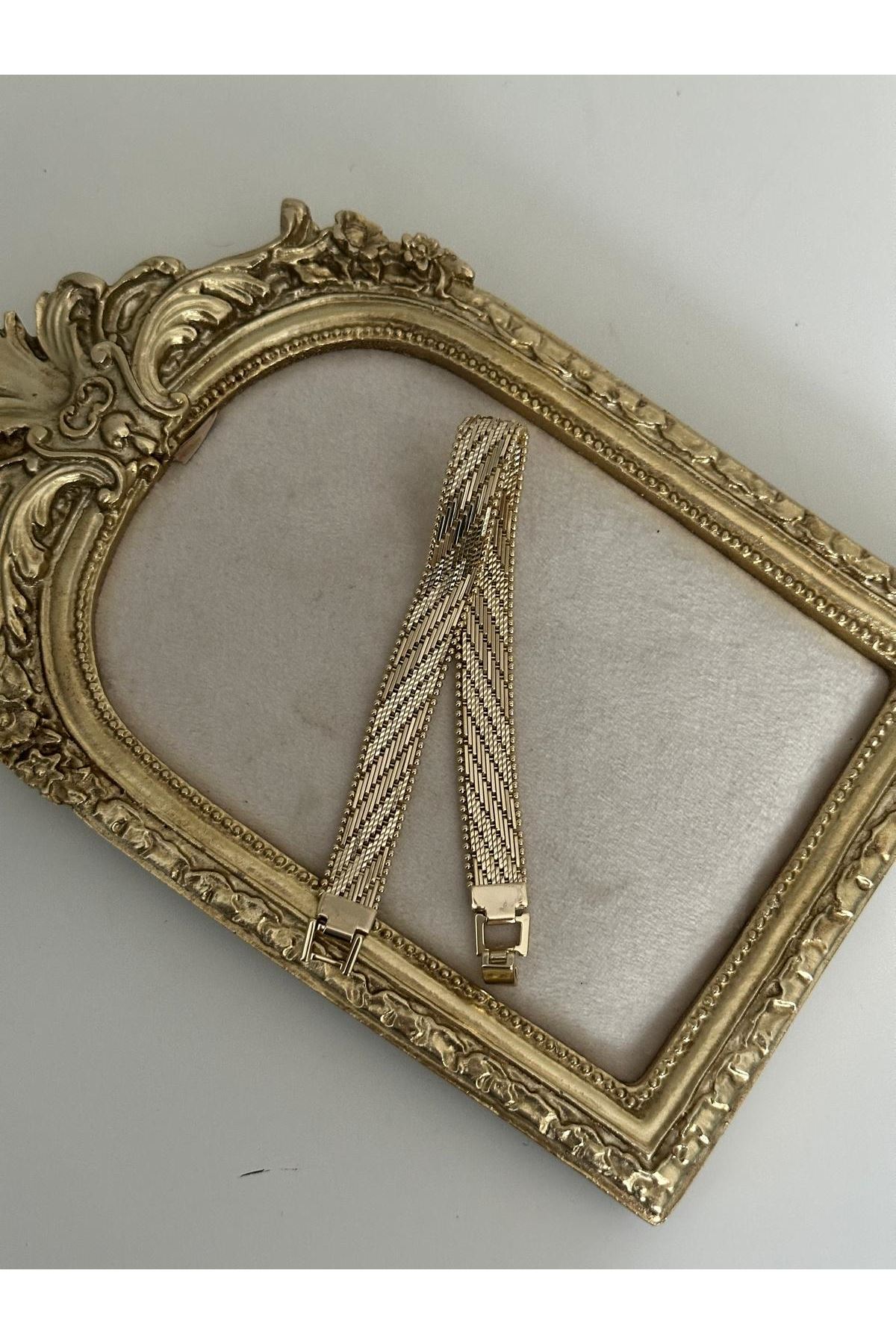 Hasır Topçuklu Köstek  Çok Satan Kesik  Formlu Bileklik