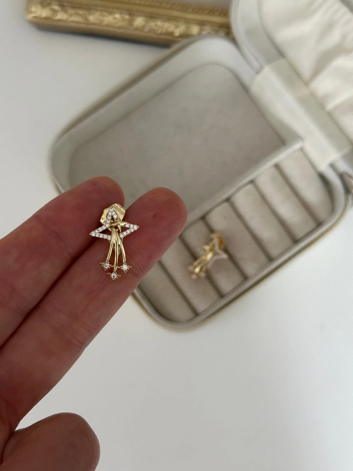 14K Gold Renkli Kutup Star Kutup Yıldızı Küpe