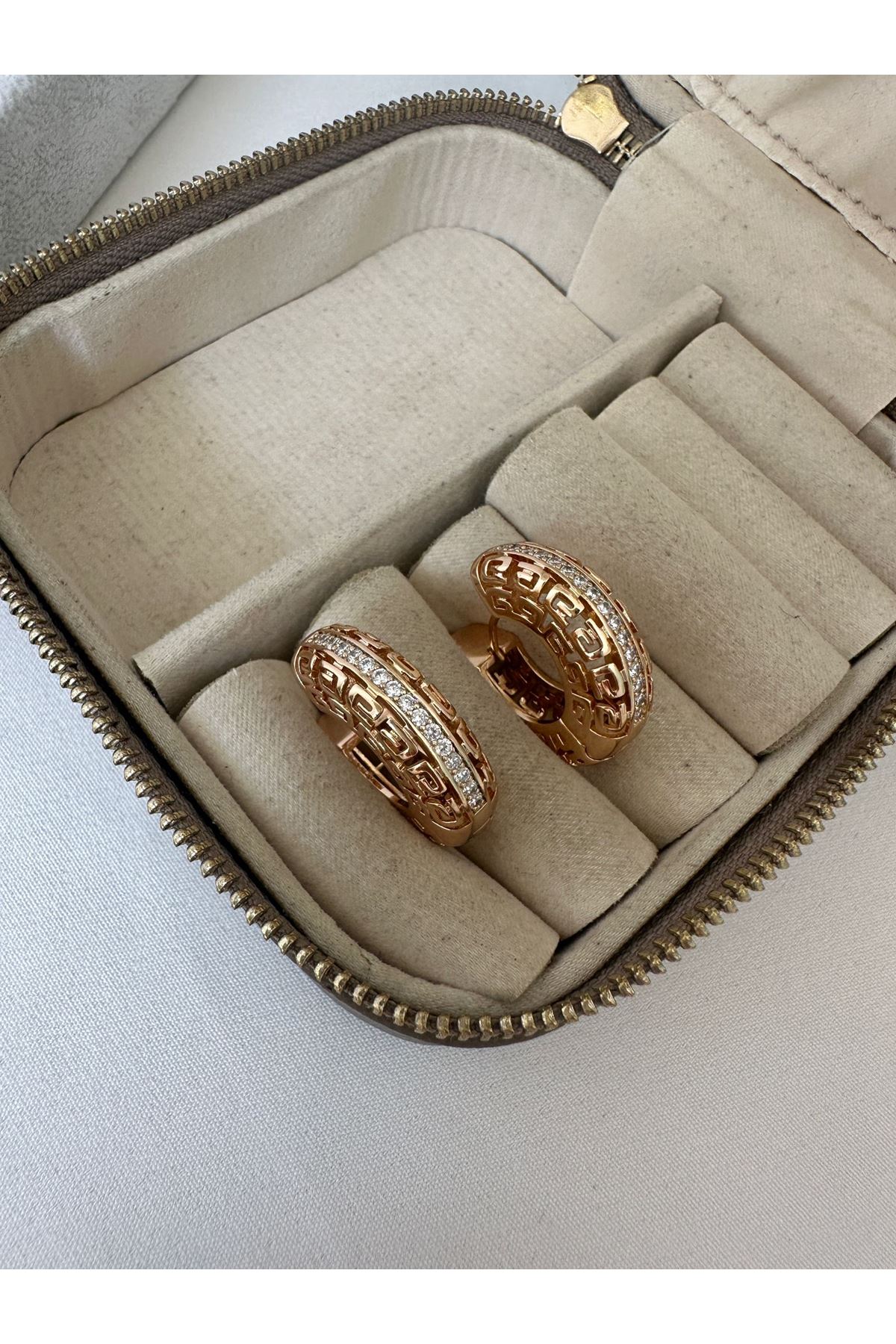 18K Gold Rose Marka Vrsc Halka Küpe