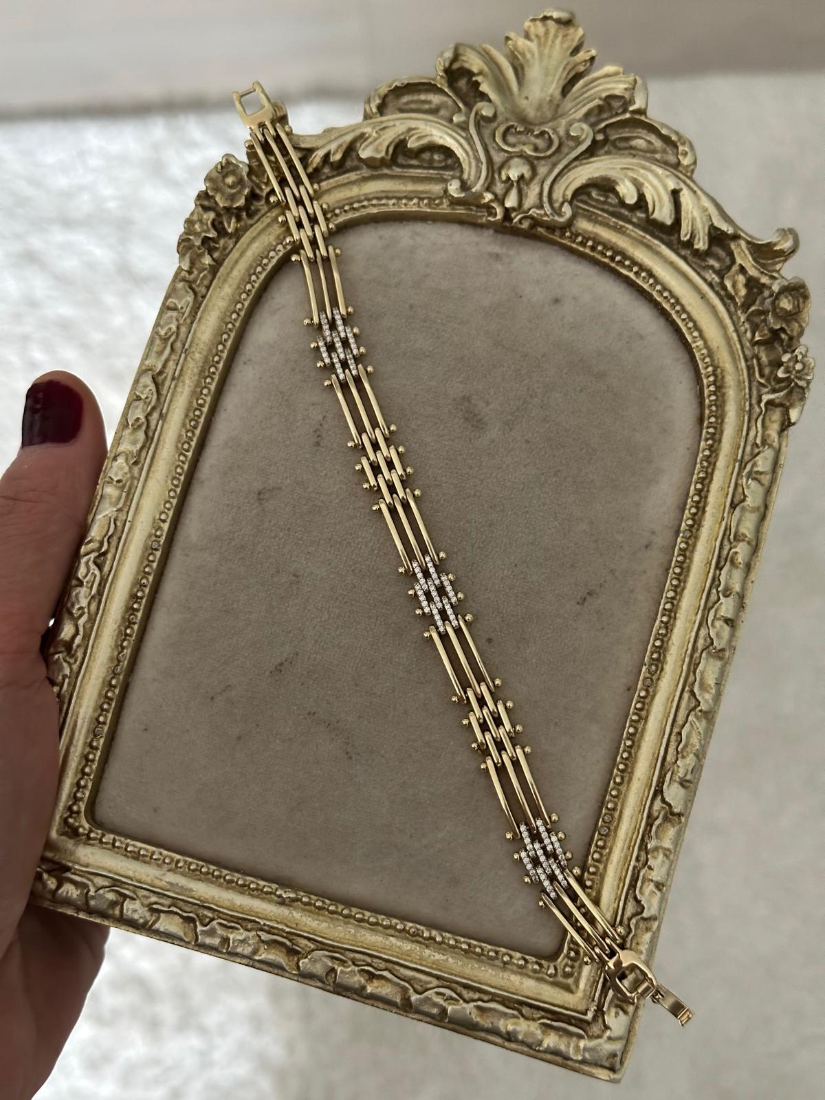 14K Gold Renkli Premium Seri Topçuklu Kordon Taşlı Bileklik