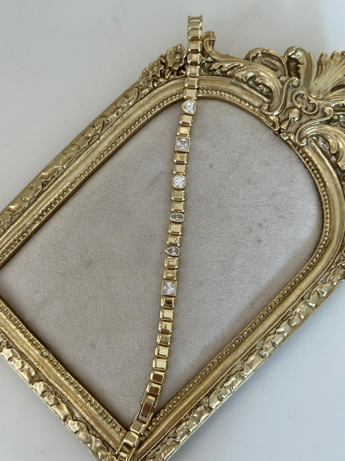 14K Gold Renkli Geometrik Taşlı Bileklik