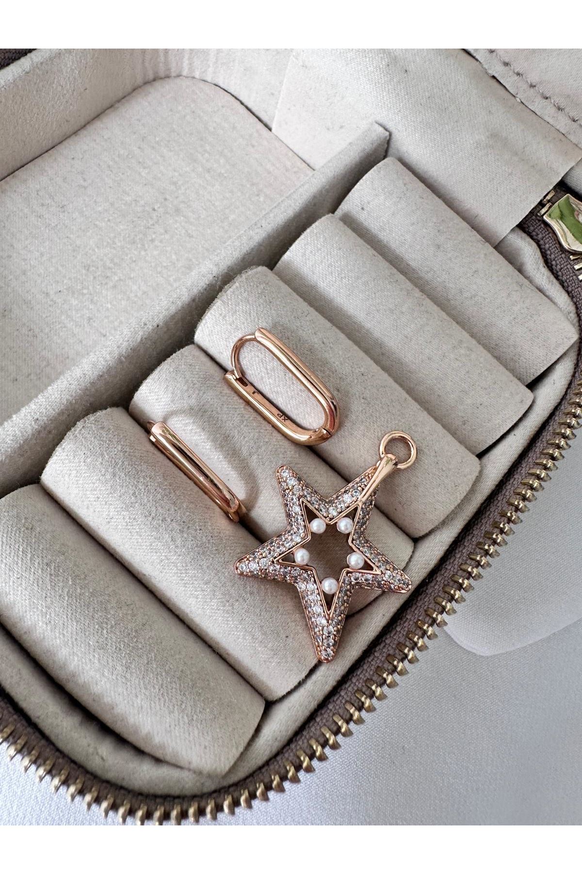 Yıldız İnci Taşlı Lale Form Küpe