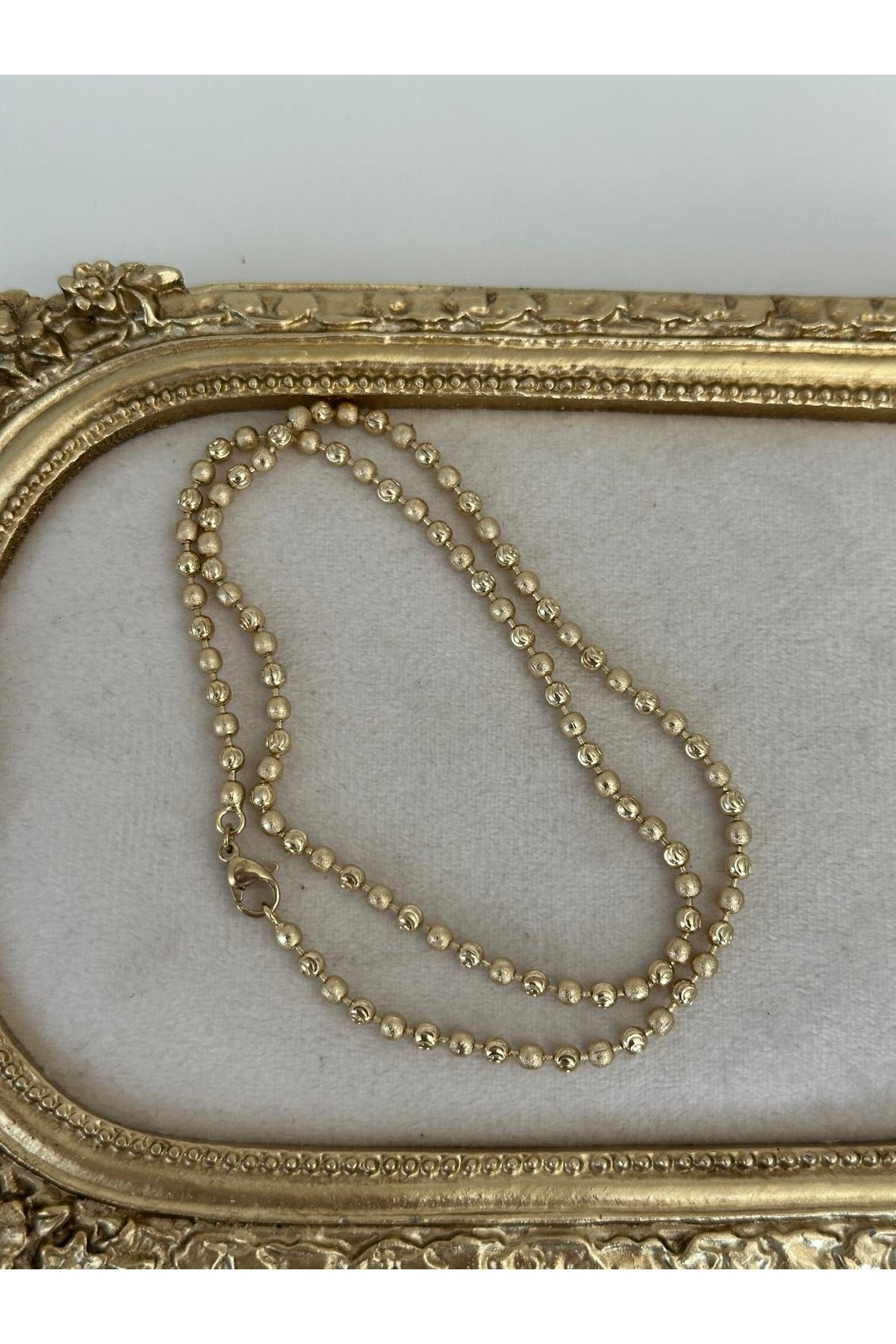 14K Gold Renkli  Dorika Varaklı Parlak Kolye