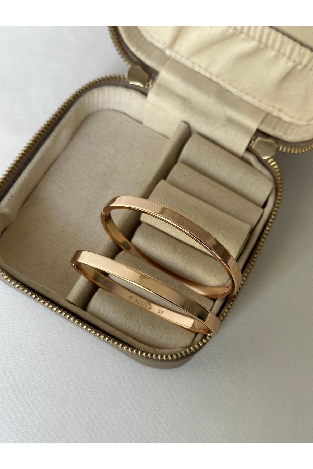 18K Rose Gold Renkli Oval Ajda İnce Bilekler