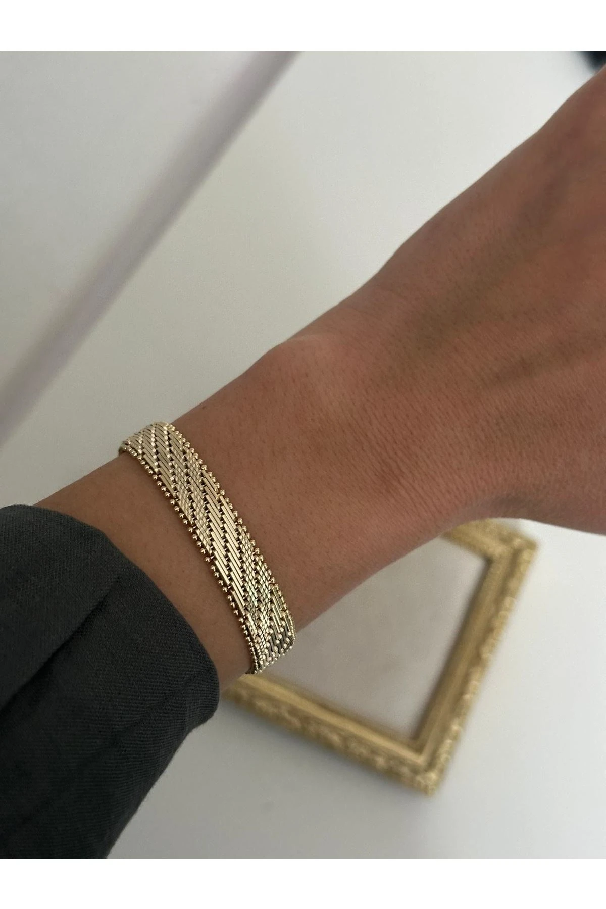 Hasır Topçuklu Köstek  Çok Satan Kesik  Formlu Bileklik