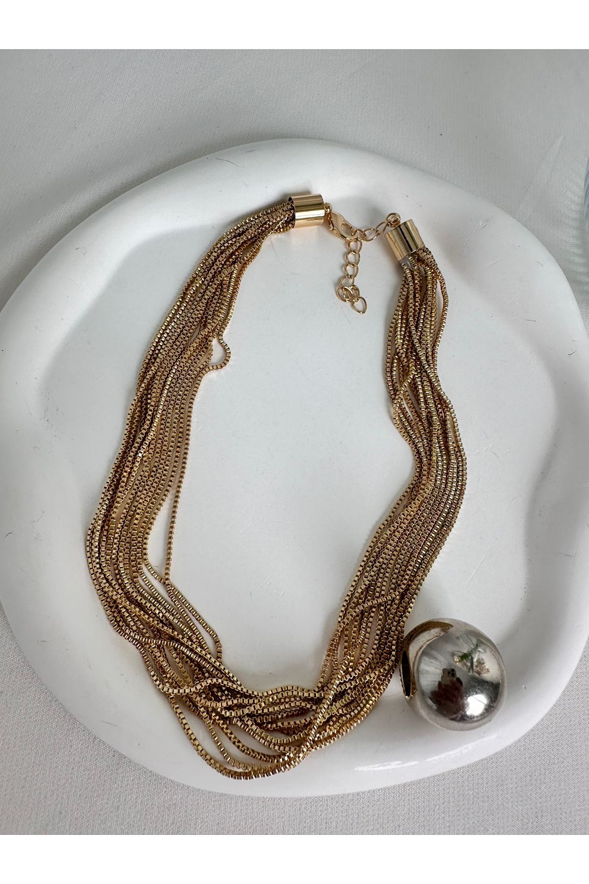 Çoklu Zincir Top Kolye