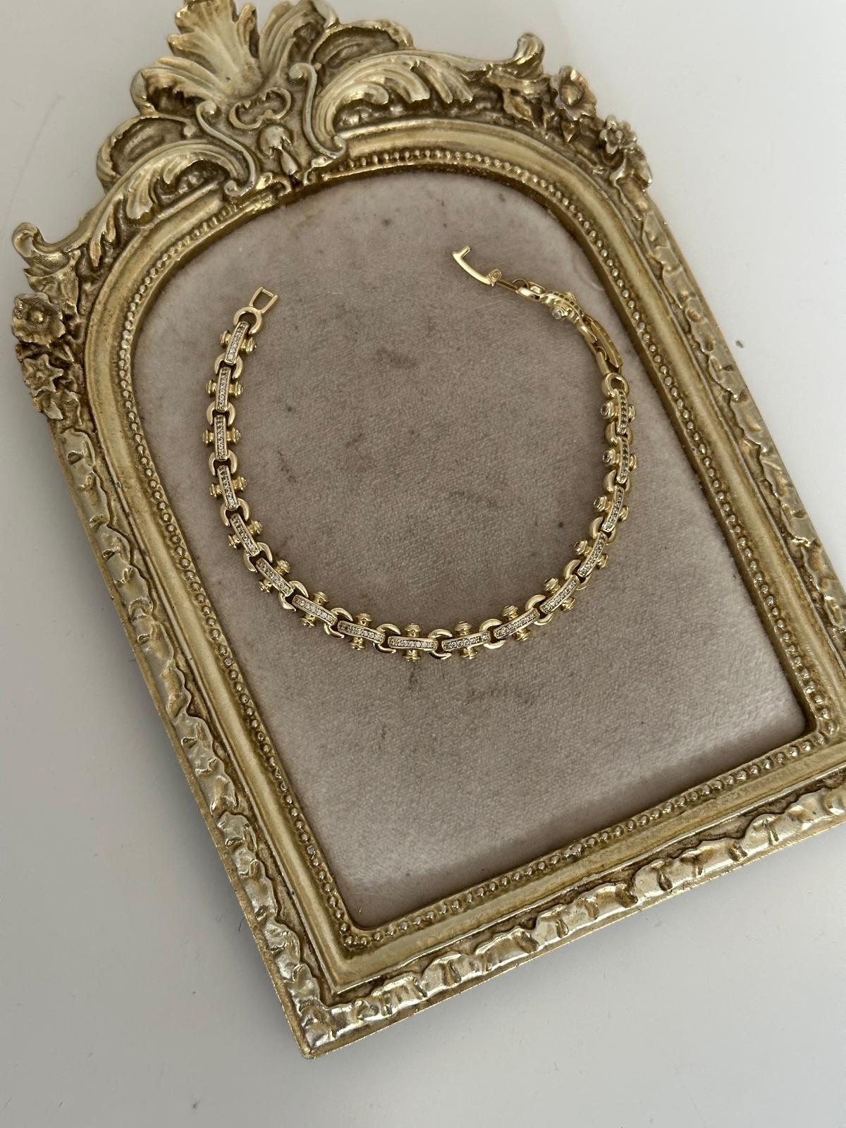 14K Gold Renkli Ortası Kilit Şeritli Vidalı Bileklik