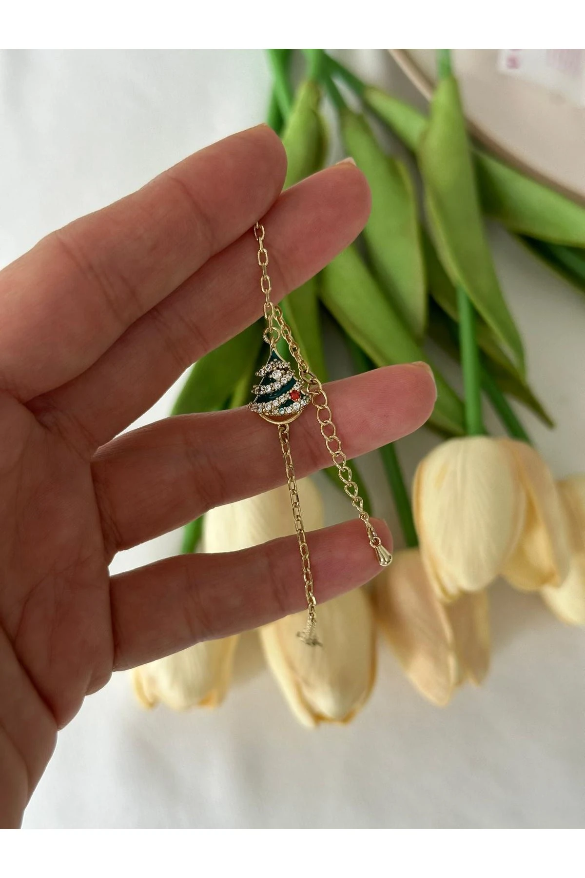 14K Gold Renkli  Yılbaşı Ağacı Temalı Bileklik