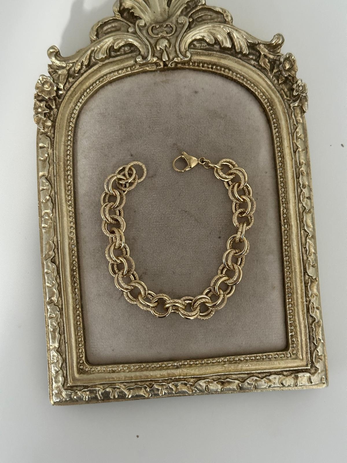 14K Gold Renkli Çift Halka Varak Geçmeli Kuyum Bileklik