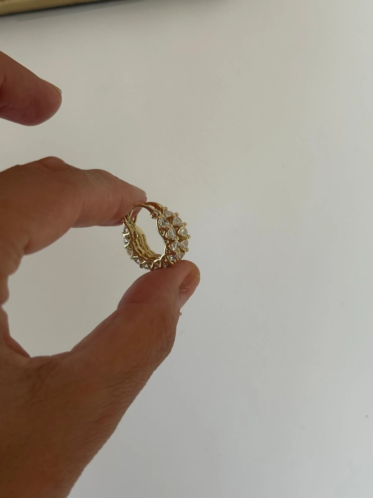 14K Gold Renkli Elmas Taşlı Tam Tur  Halka Küpe