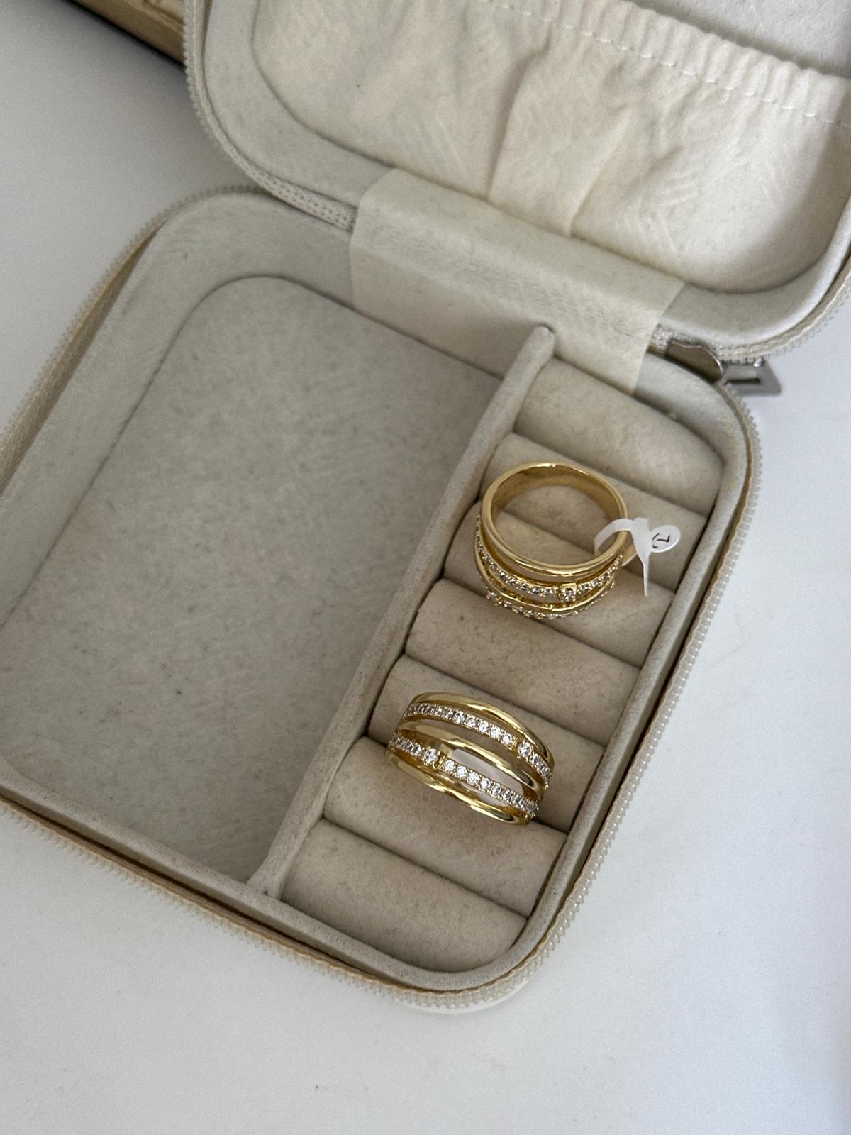 14K Gold Renkli Çoklu Beş Şeritli Yüzük