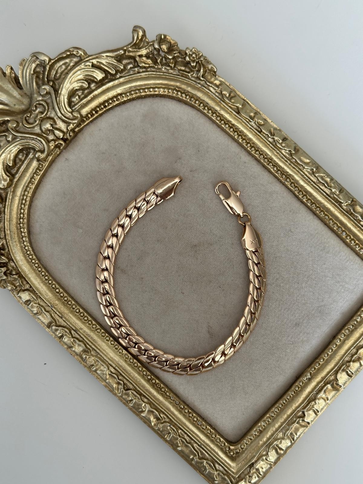 18K Gold Rose Renkli Döküm Bileklik