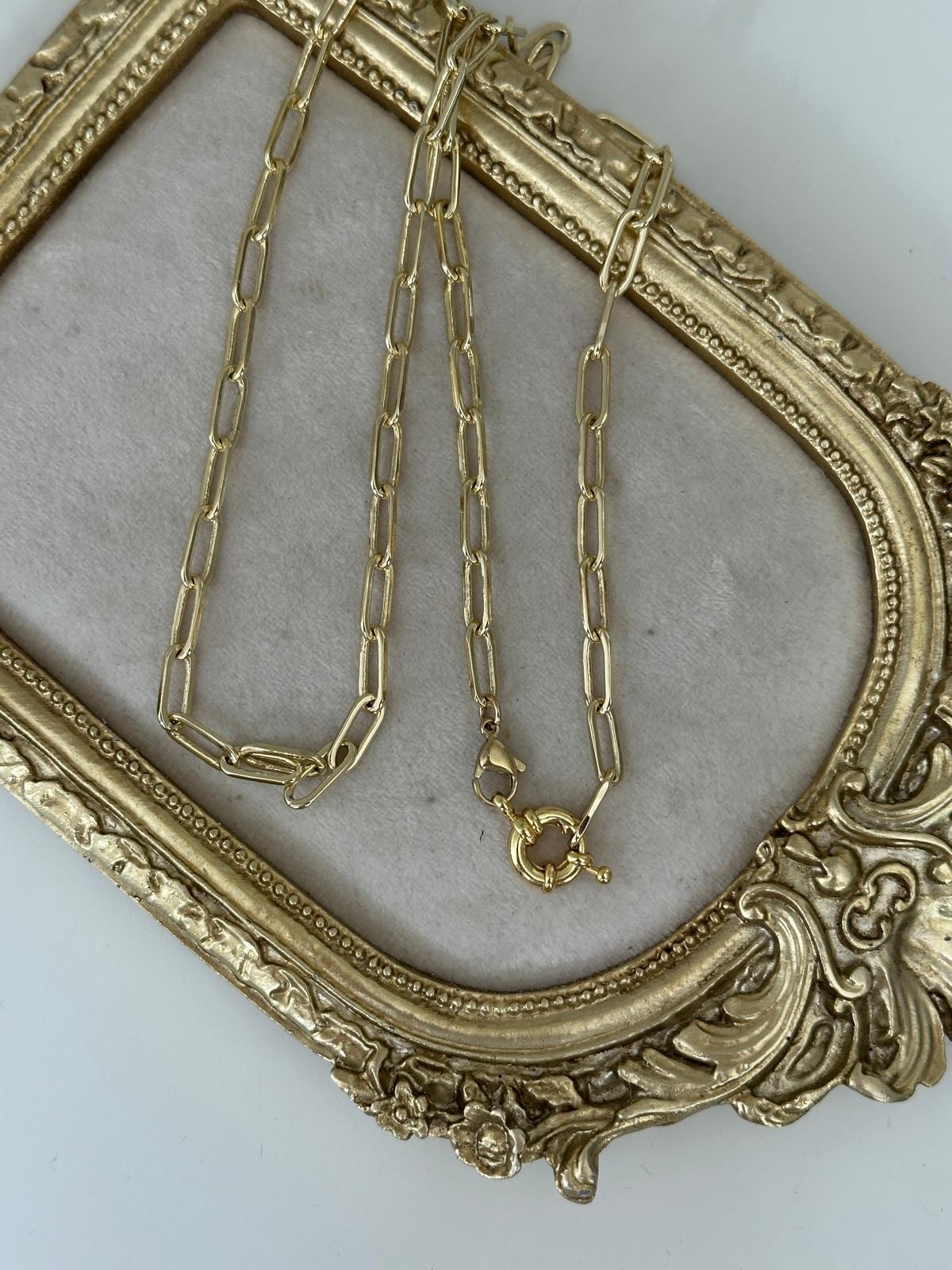 14K Gold Renkli Ataç Dümen Kilit Kolye