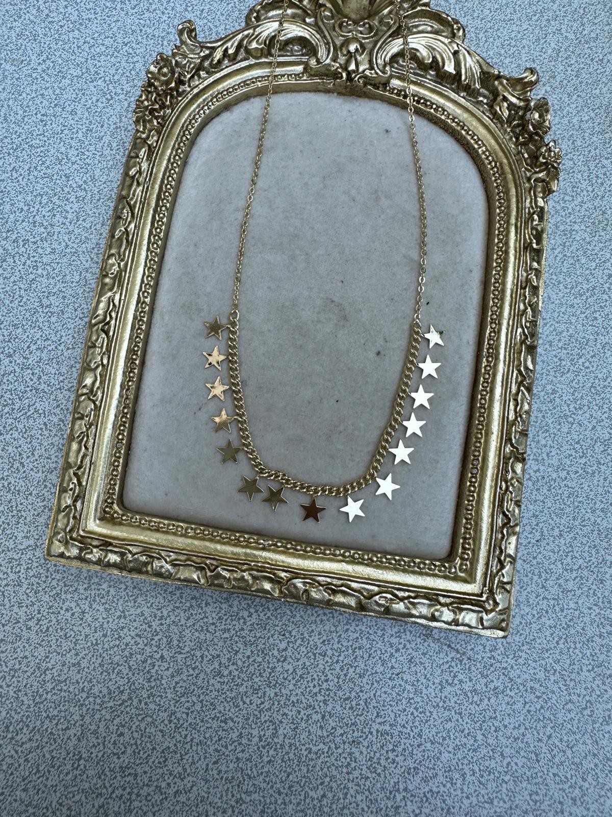 14K Gold Renkli Yıldız Plaka  Oryantal Kolye