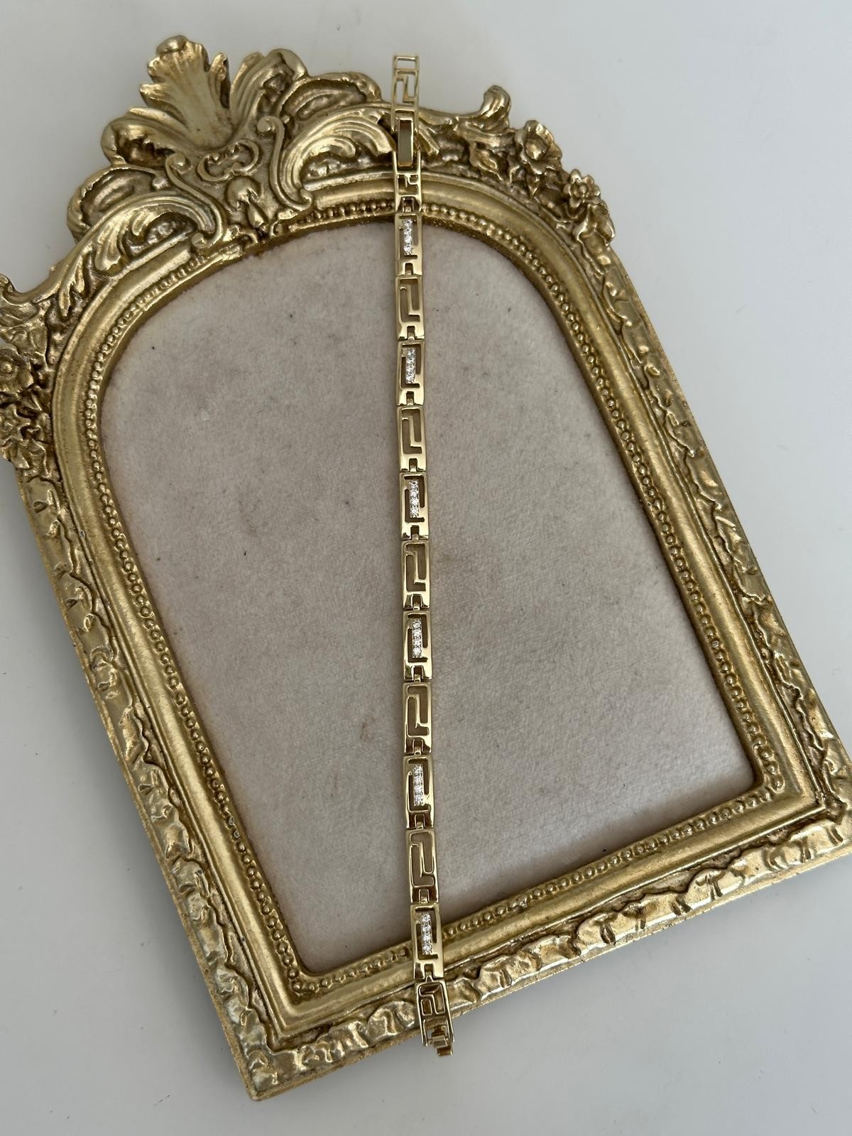 14K Gold Marka Plaka Taşlı Bileklik