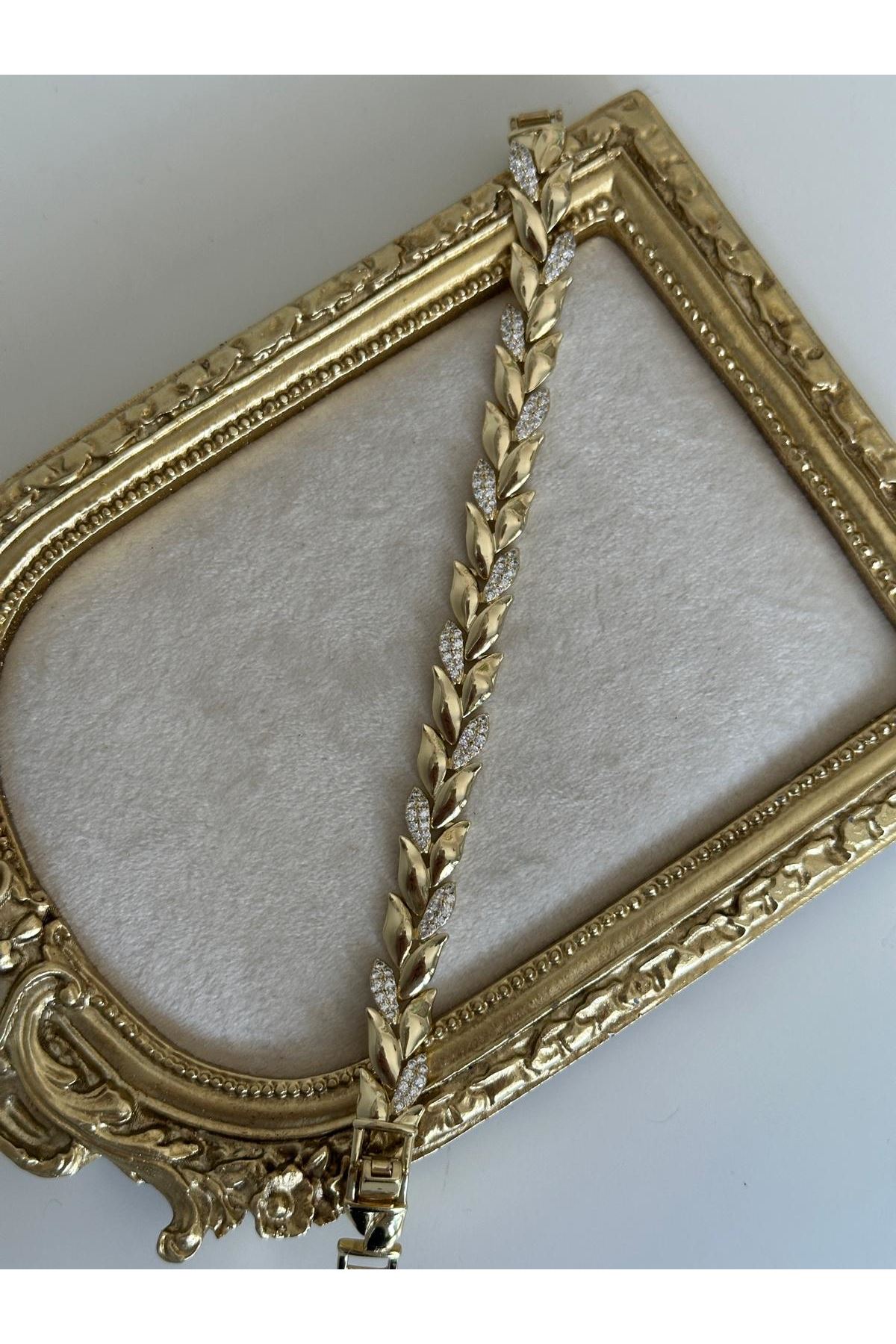 14K Gold Renkli  Başak Model Kuyum Taşlı Bileklik