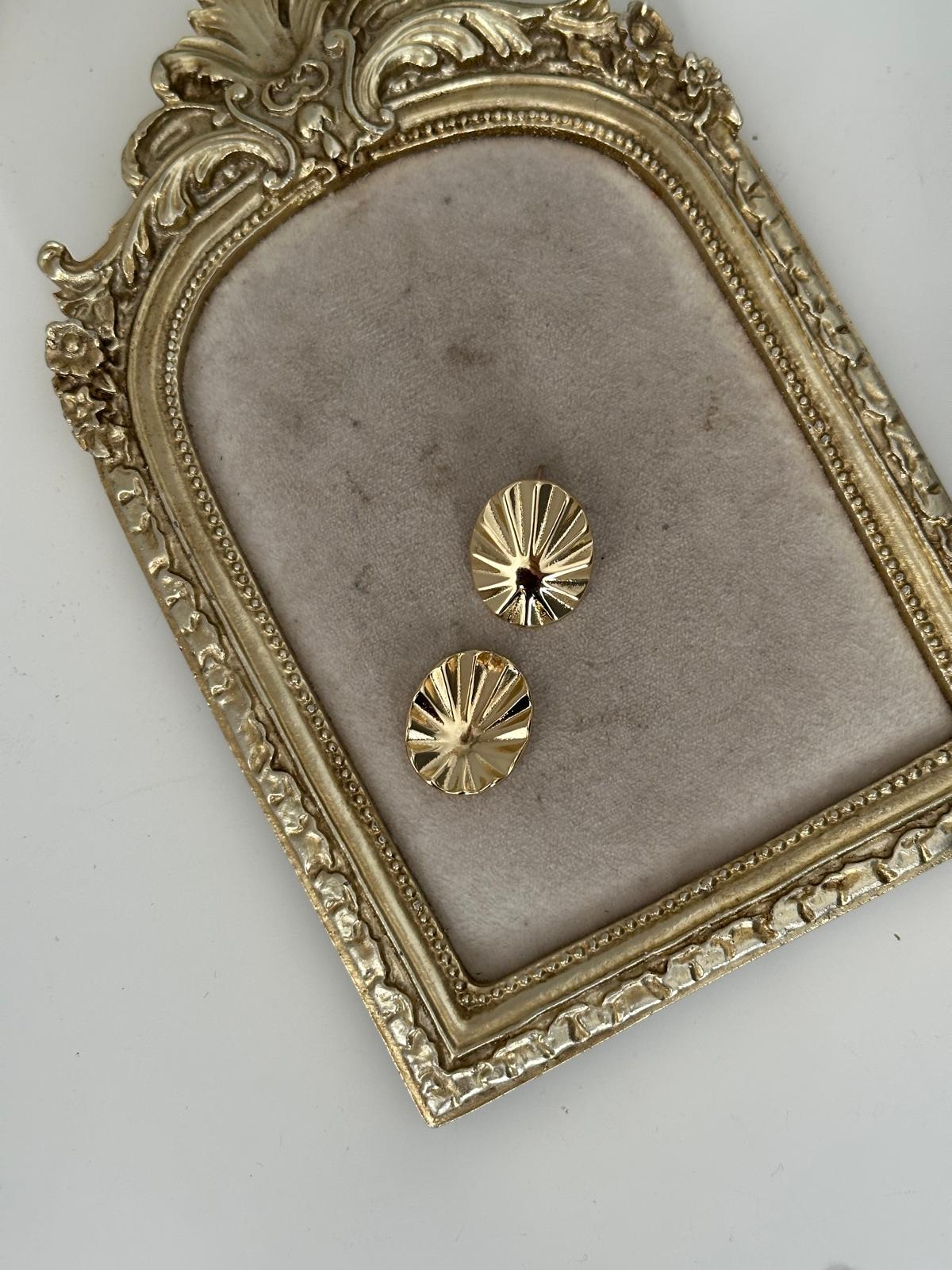 14K Gold Renkli Kendinden Desenli Plaka Zra Küpe