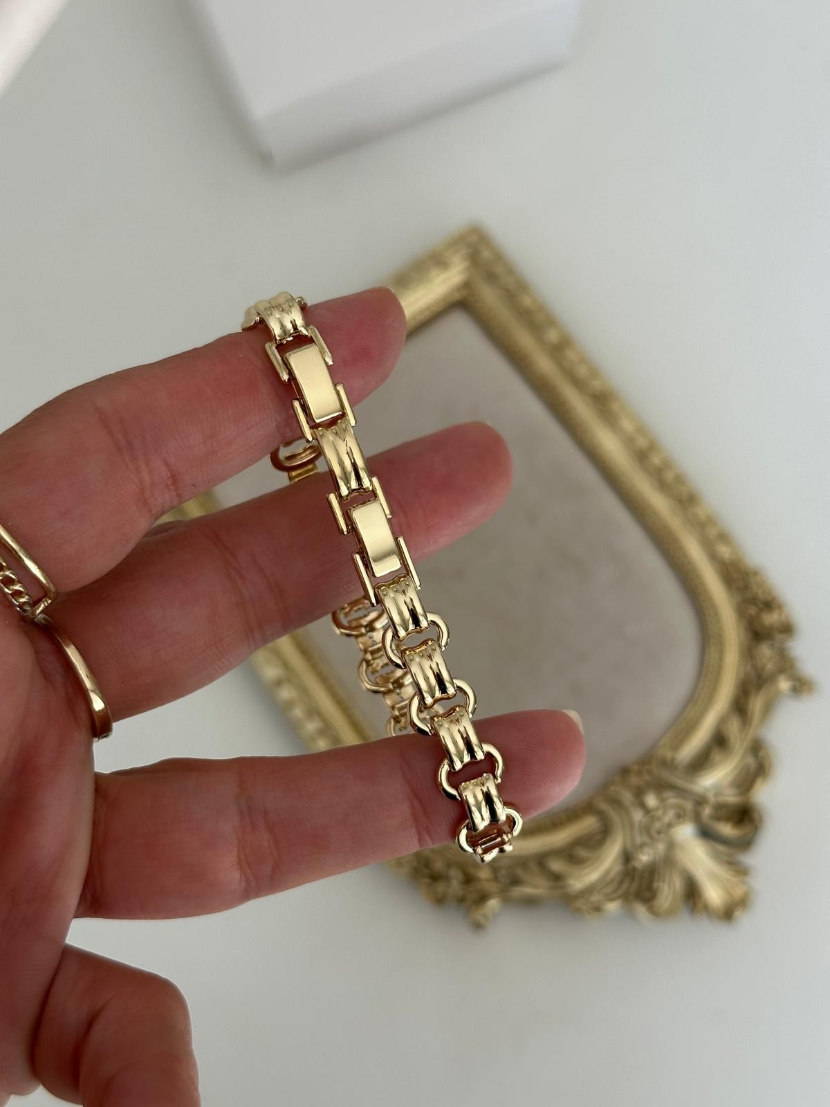 14K Gold Renkli Gömme Geçme Taşlı Bileklik