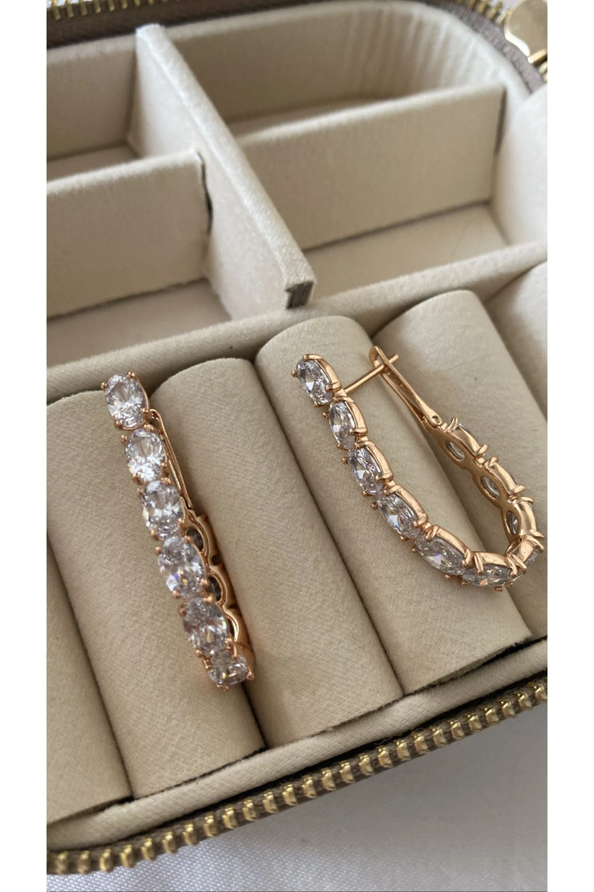 18K Rose Gold Renkli Lale Luxury Seri Taşlı Küpe