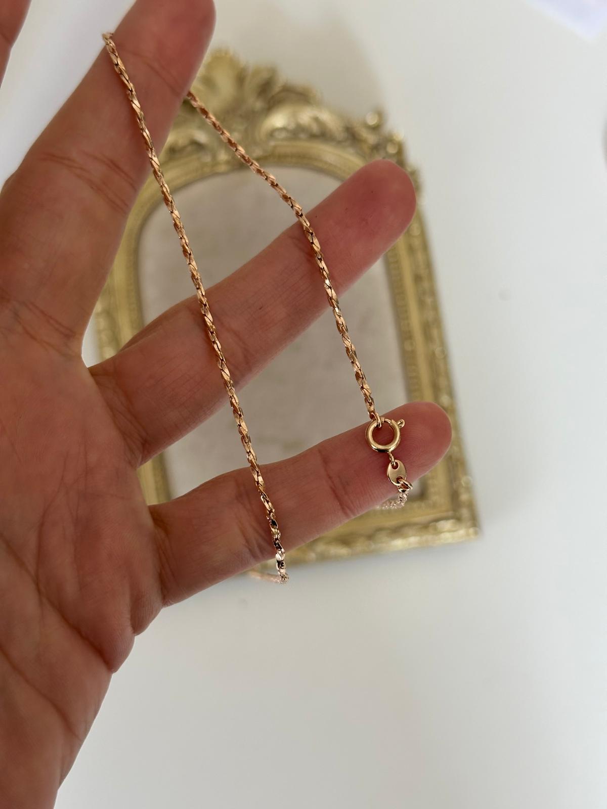 18K Gold Rose Döküm Parlak Zincir