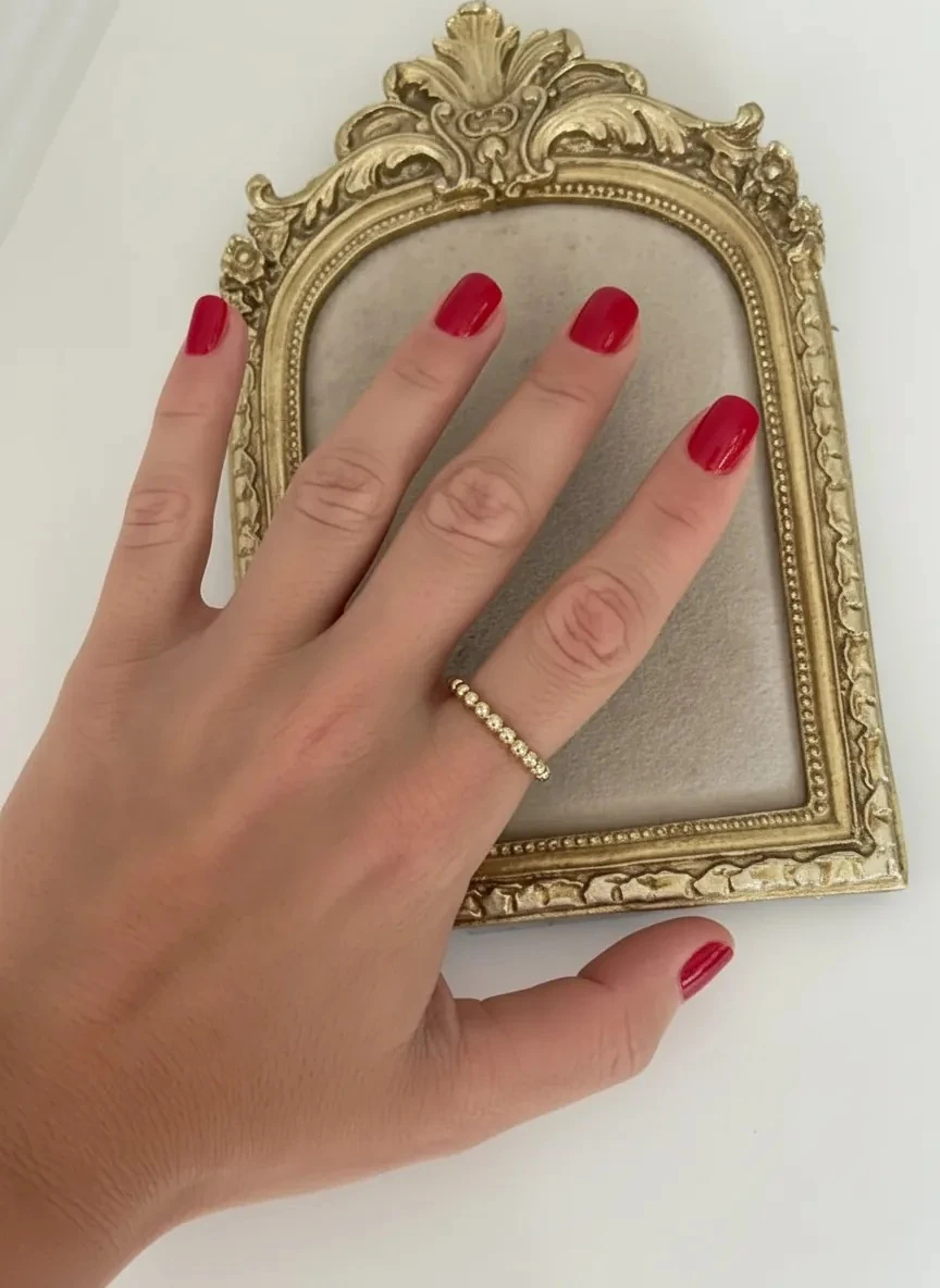 14K Gold Renkli Dorika Topçuklu Basıc Yüzük