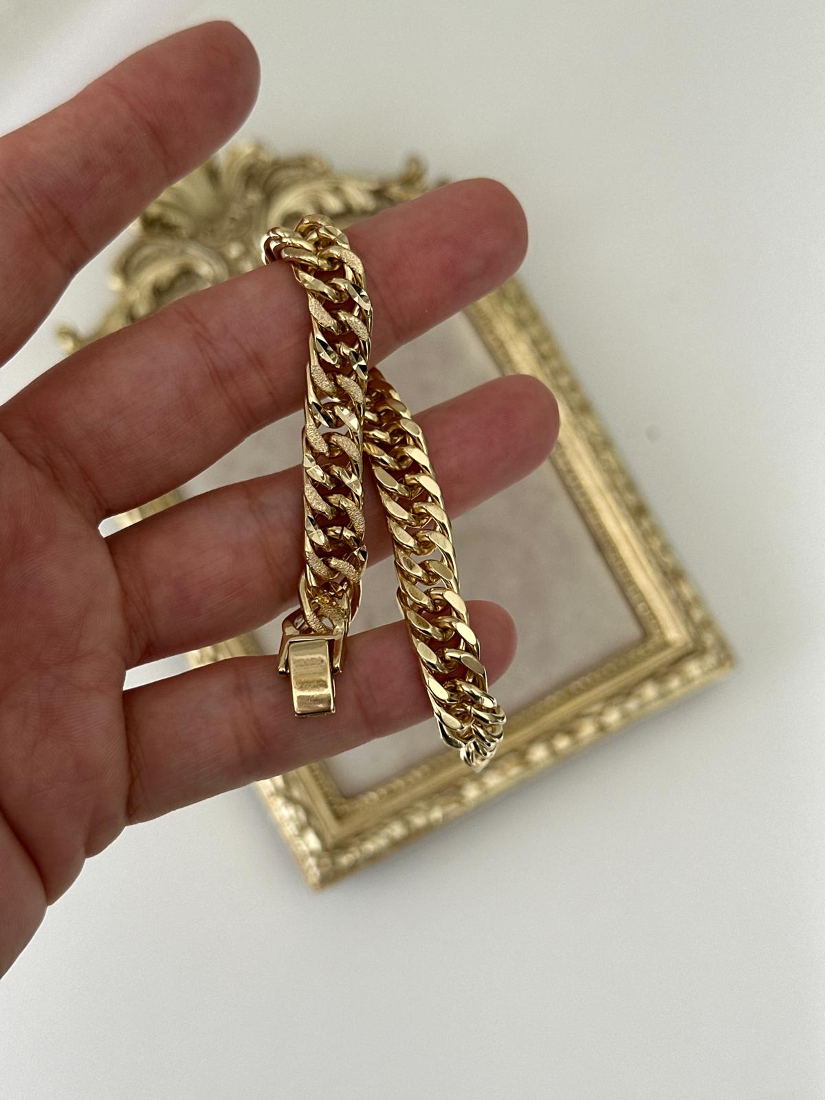 14K Gold Renkli Çift Tarafl Kullanılan Burma Varaklı Zincir Bileklik