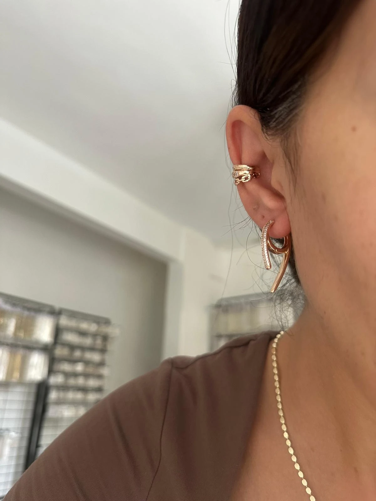 18K Rose Gold Tasarım Küpe