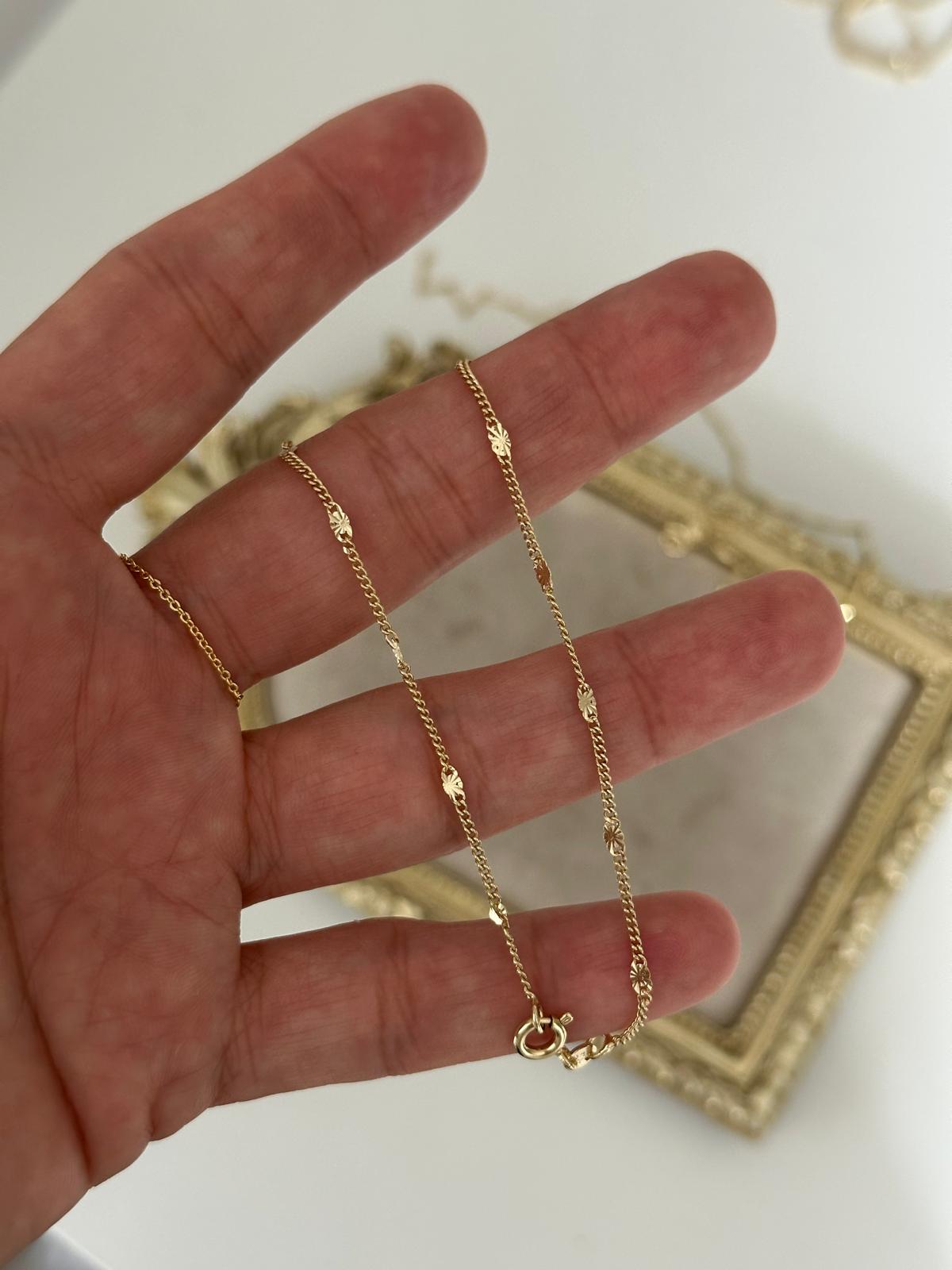 14K Gold Renkli Minimal Pul Zincir Kolye