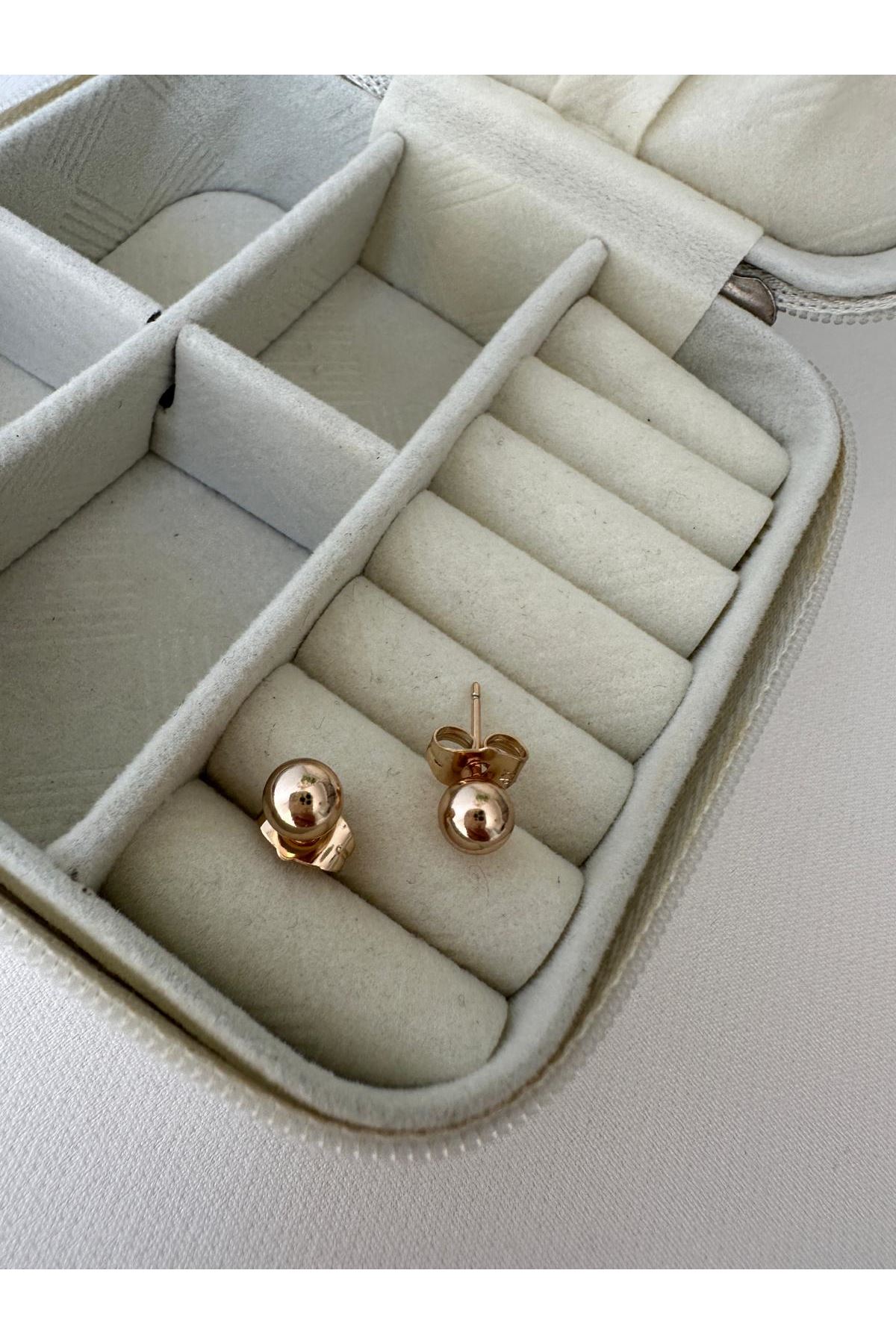 18K Rose Gold Renkli Top Orta Boy Küpe