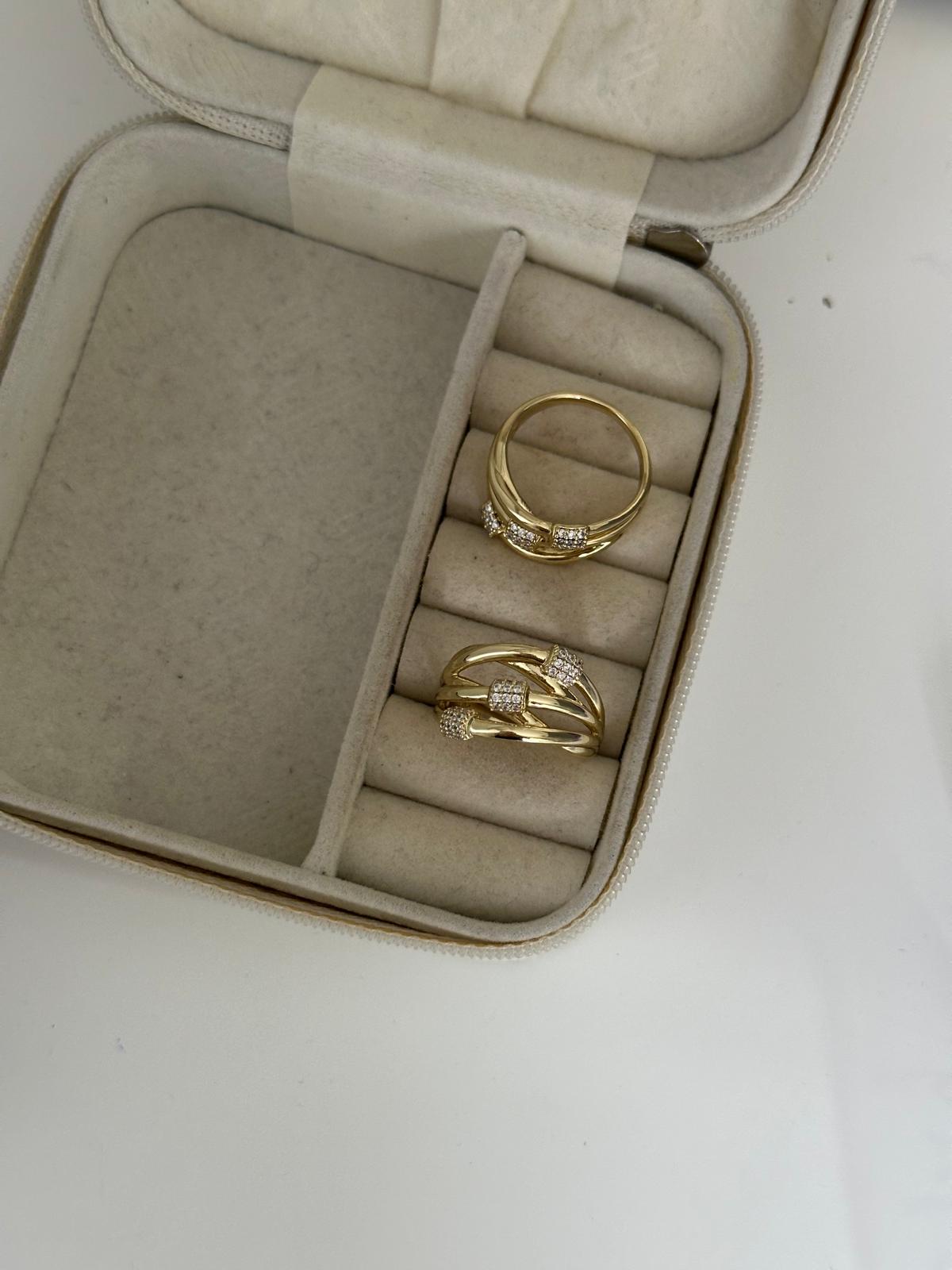 14K Gold Renkli Çoklu Premium Dolama Pndra Taşlı Yüzük