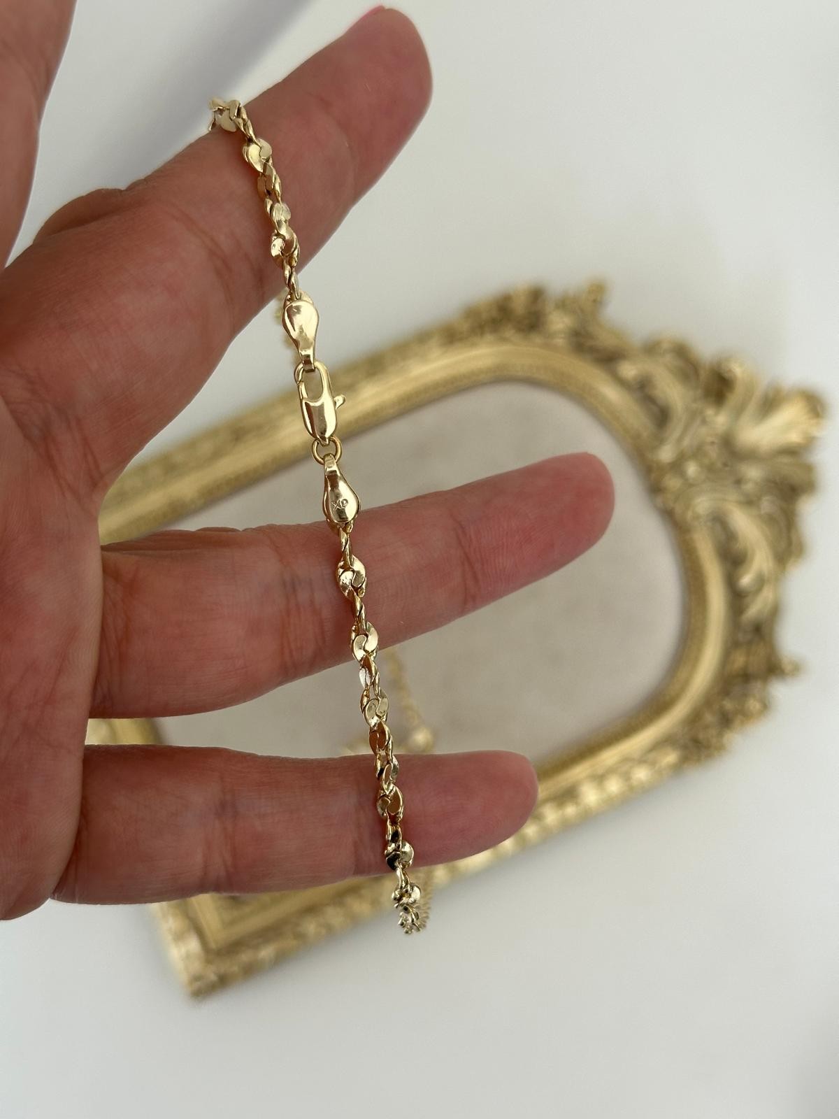 14K Gold Disk Parlak Zincir Yıldız Taşlı Kolye