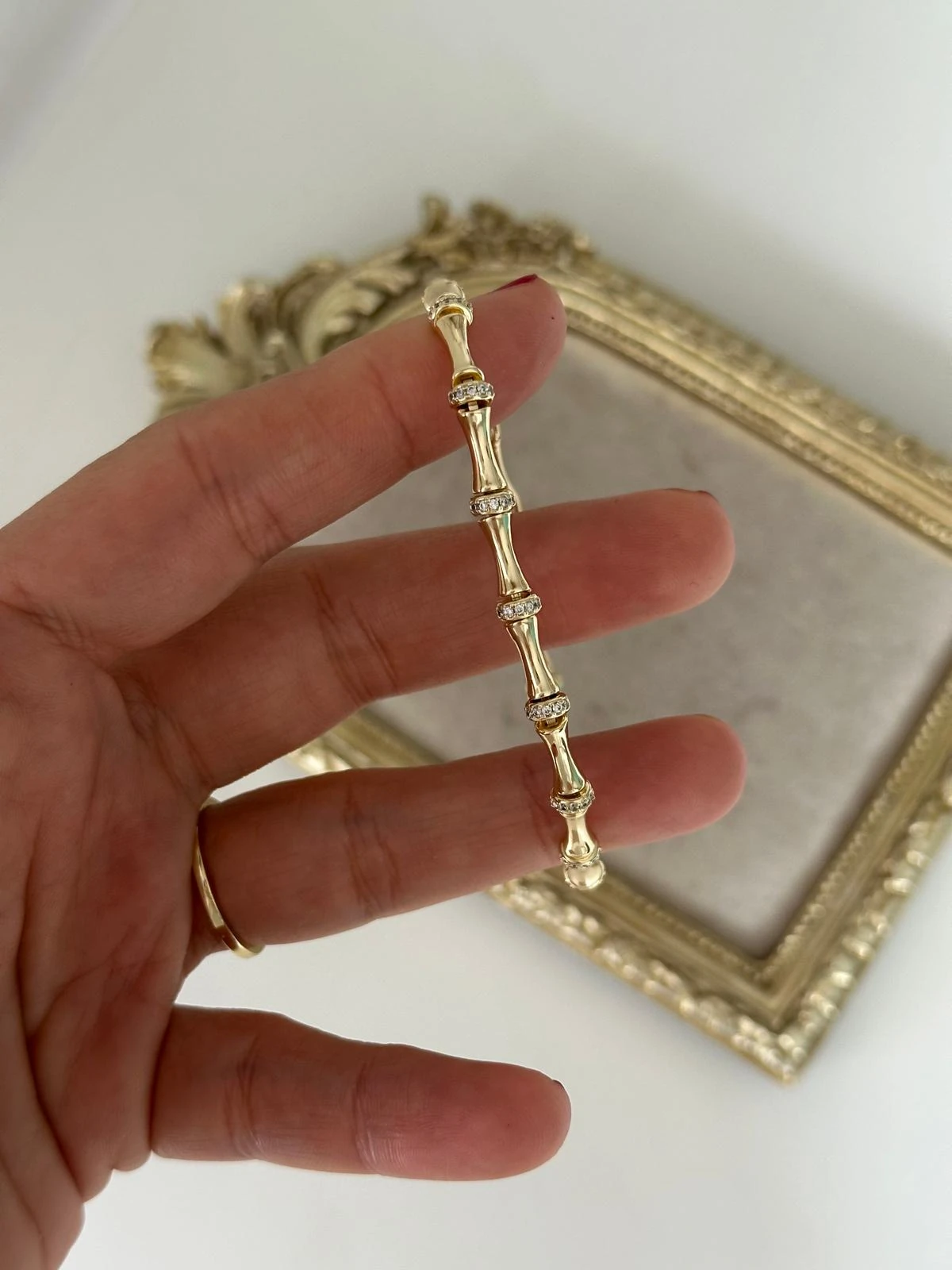 14K Gold Renkli Kemik Model  Ara Taşlı  Serenay Bileklik