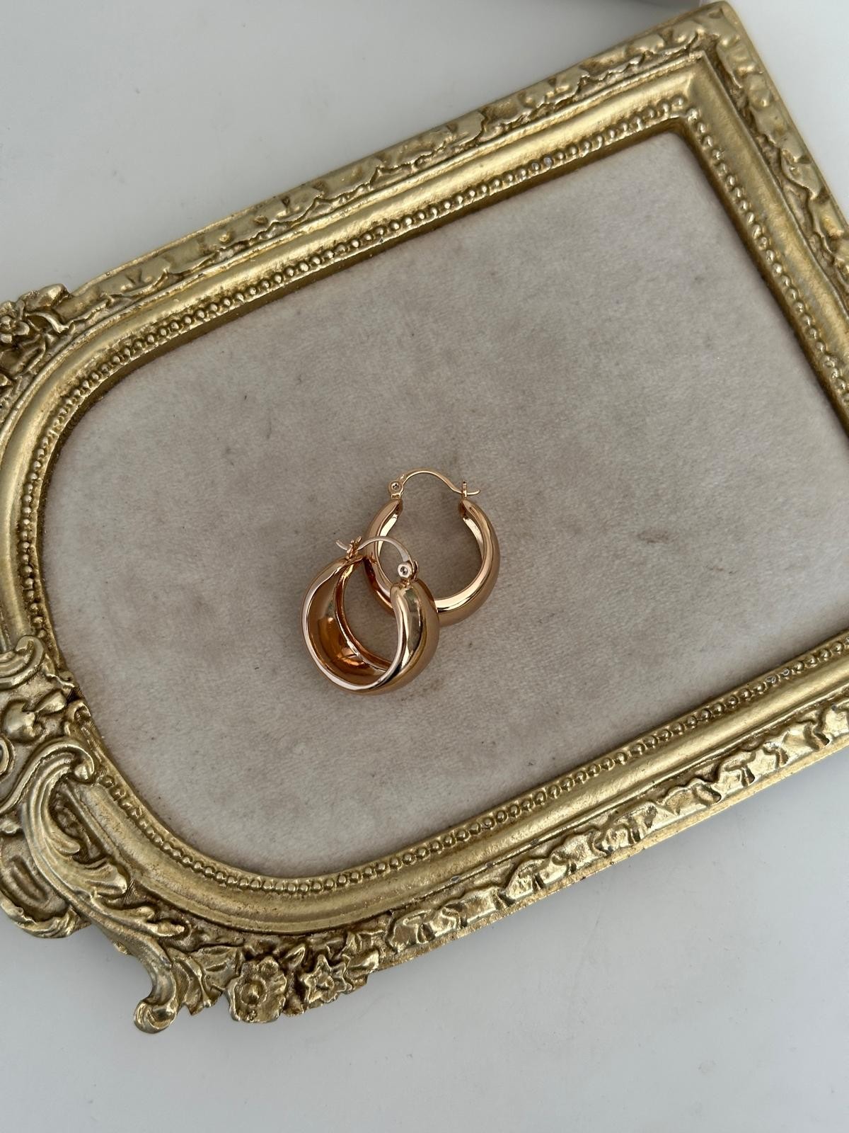 18K Gold Rose Halka Dolum Küpe