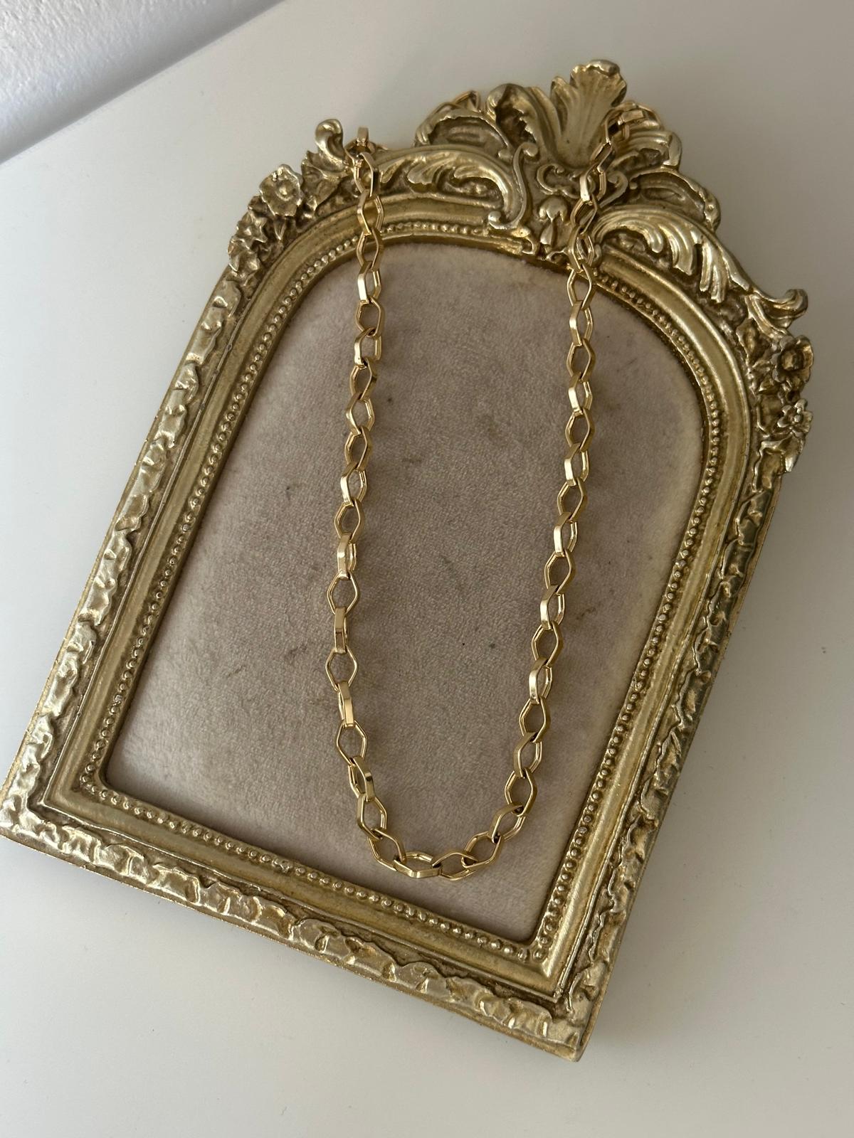 14K Gold Renkli Beşgen Kesim İç İçe Geçmeli Kolye