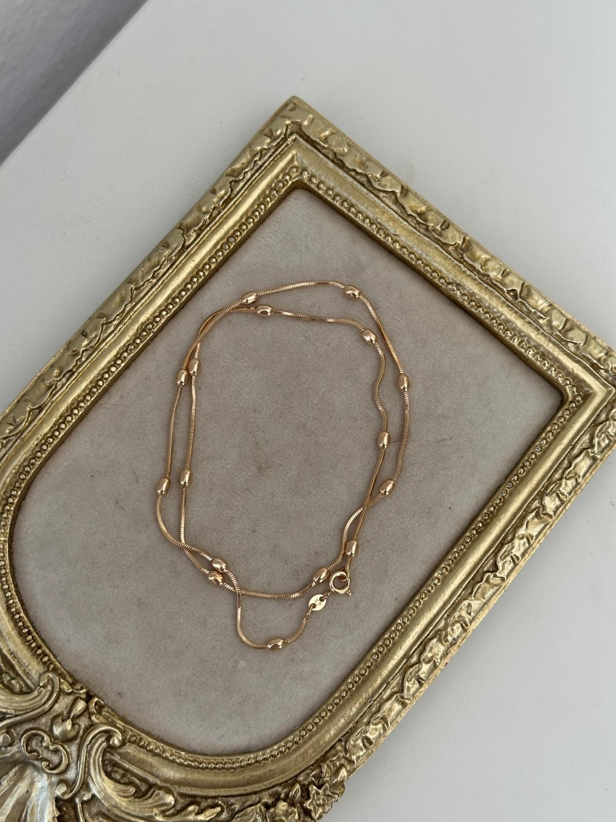 18K Gold Rose Renkli İtalyan Silindir Dorika Topçuklu Kolye