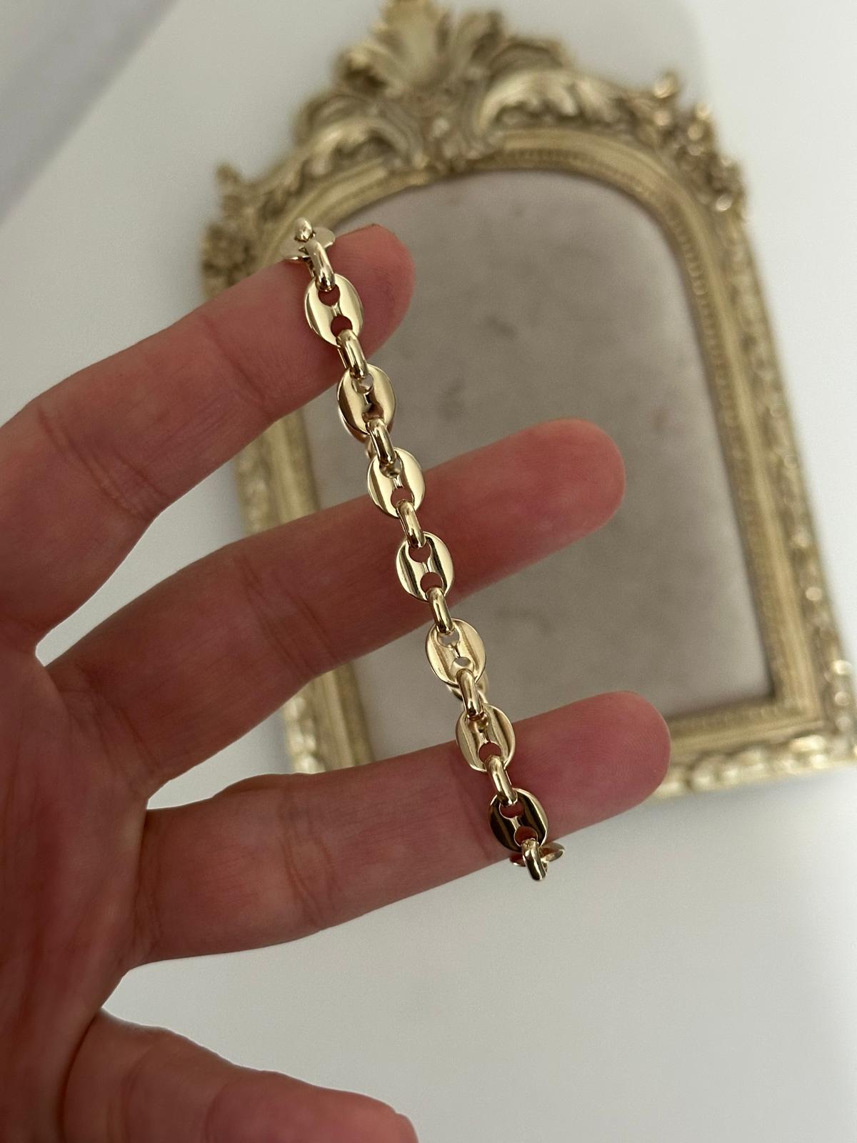 14K Gold Renkli Marka Oval Kesim Bileklik