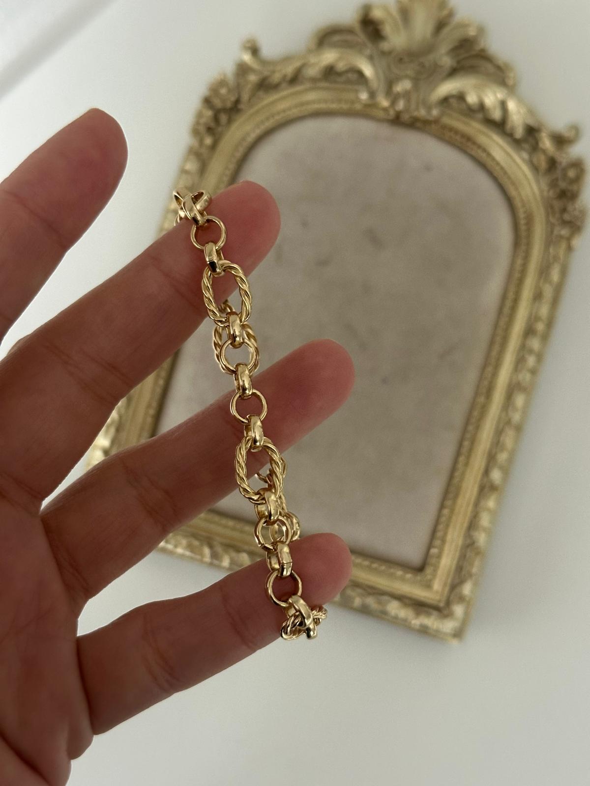 14K Gold Renkli  Burgu Yuvarlak Geçmeli Kuyum Bileklik